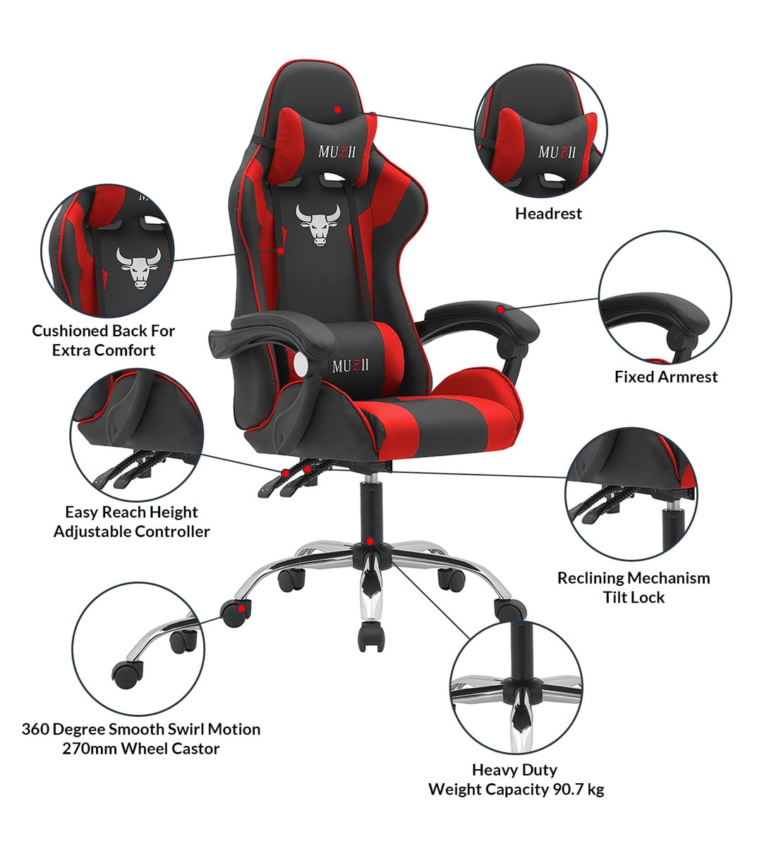 Buy Elite Gaming Chair in Red Colour by Bantia Furniture Online