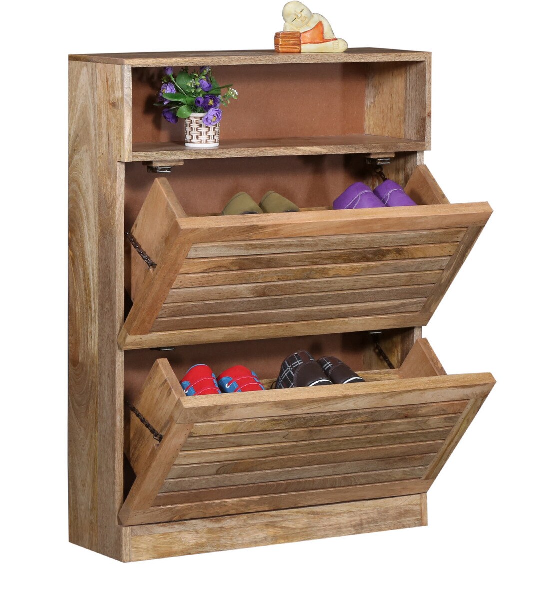 Buy Winlock Shoe Rack in Natural Sheesham Finish by Woodsworth Online