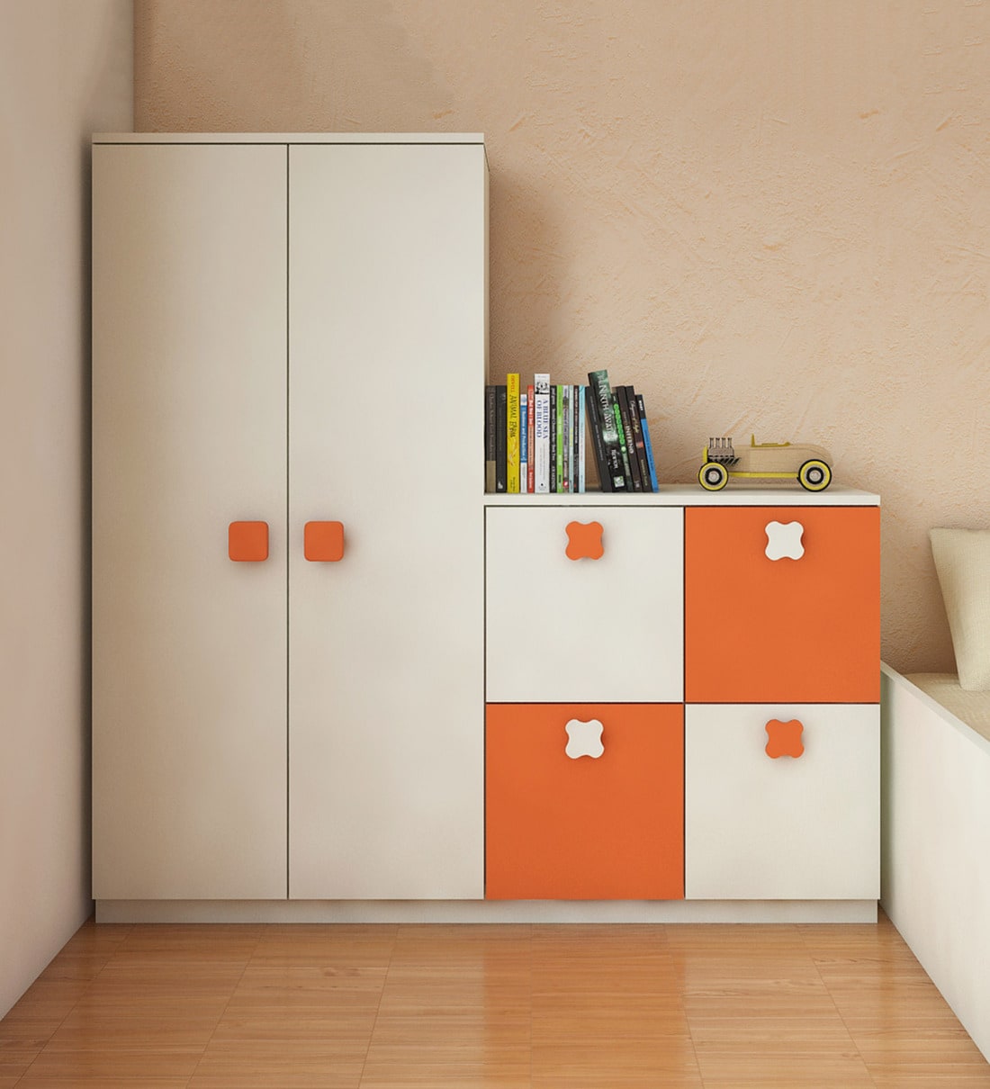 Buy Ellora Kids Storage Cabinet in Orange Colour at 21% OFF by