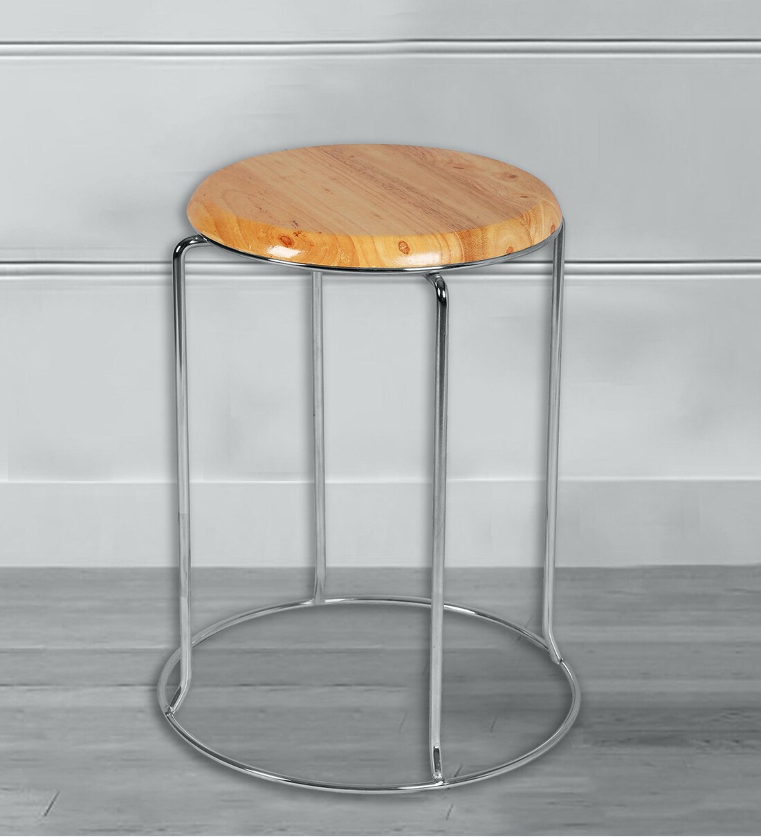 wood and steel stool