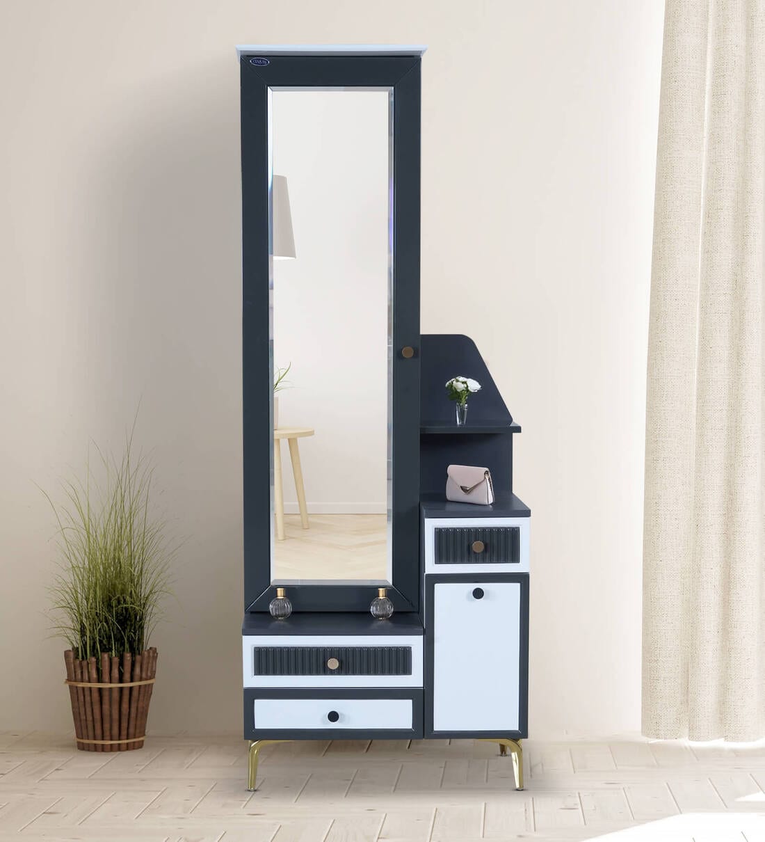grey colour dressing table Buy Elysian In White & Gray Color at 18% OFF by Crystal Furnitech hoodie with boots