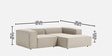 Elegant Edge 2 Seater Boucle LHS L Shaped Sofa In White Color