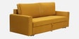 Elina Velvet Fabric Sofa Cum Bed in Mustard Yellow Colour With Storage