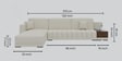 Elite  Vevet RHS Sectional  Sofa in Ivory Colour