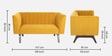 Ellory Velvet 2 Seater Sofa In Mustard Yellow Color