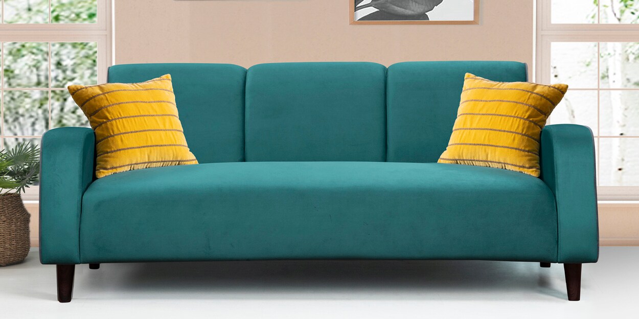 Buy Ella Fabric 3 Seater Sofa in Dark Green Colour at 42 OFF by