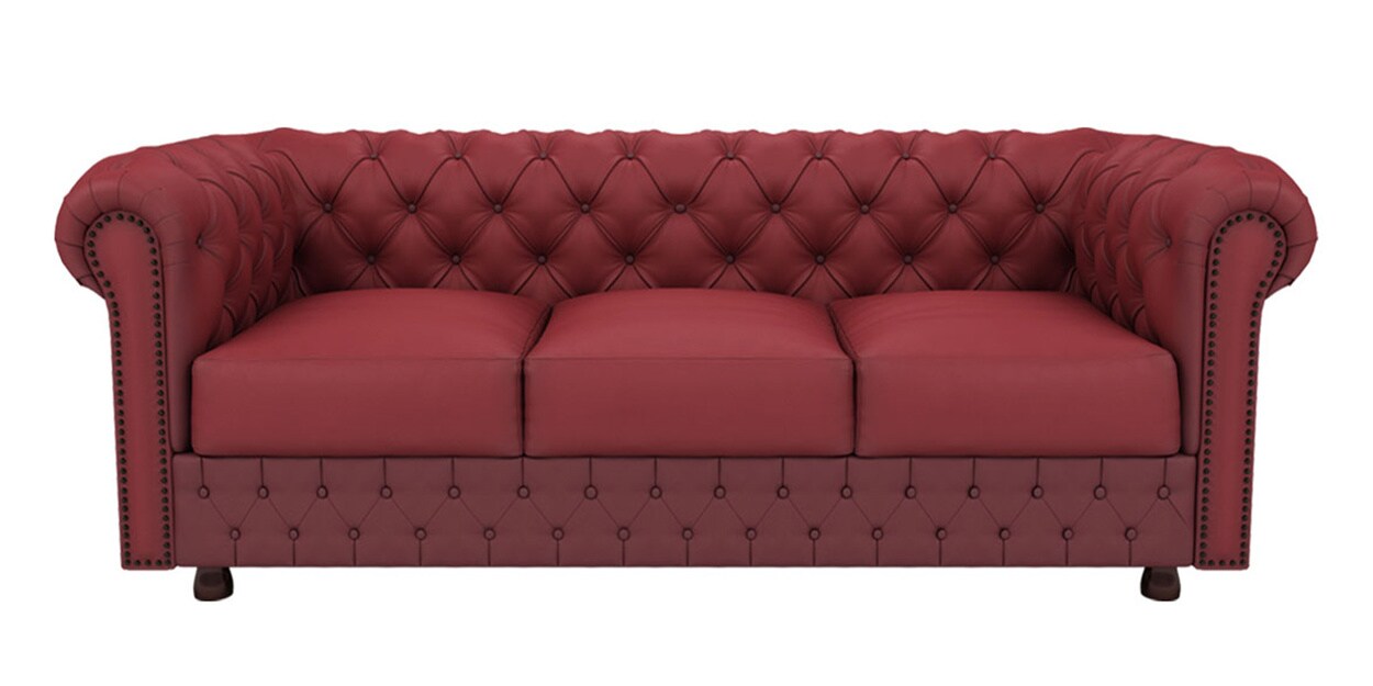 burgundy 3 seater leather sofa