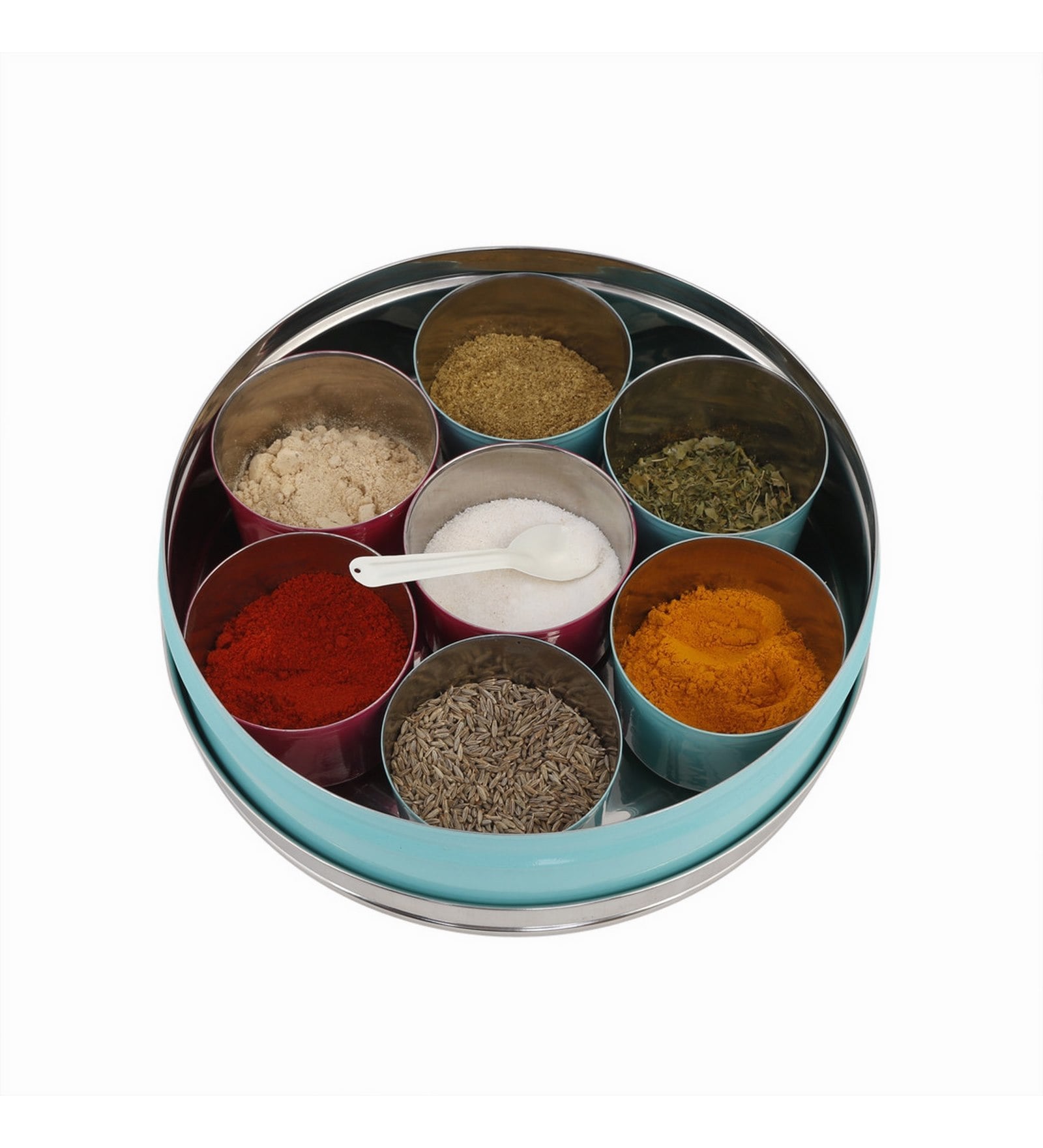 Buy Elan Aqua Stainless Steel Spice Box With Clear Lid Online - Spice 