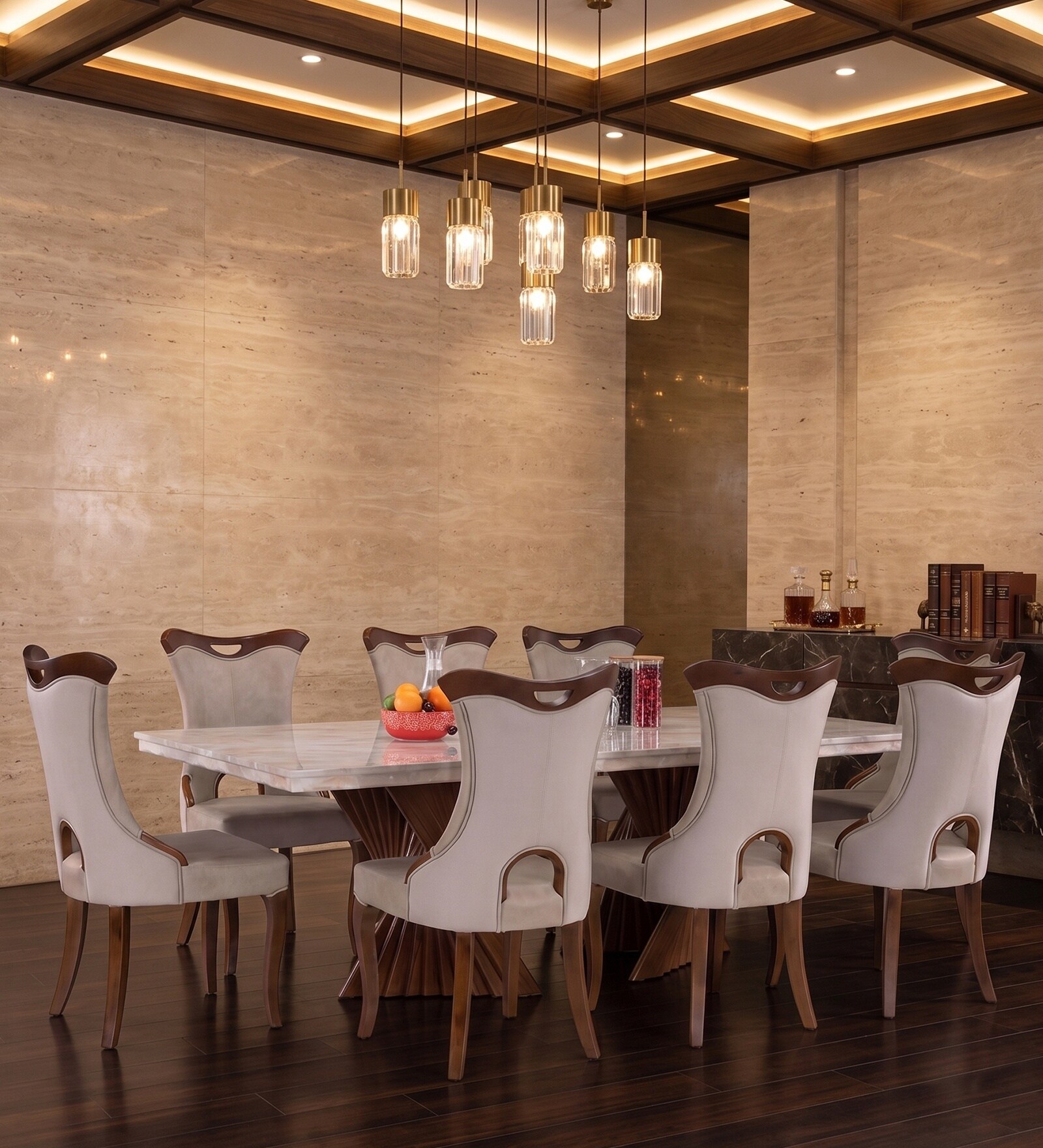 Elanor 8 Seater Dining Set In Beige Colour Elanor 8 Seater Dining Set In Beige Colour