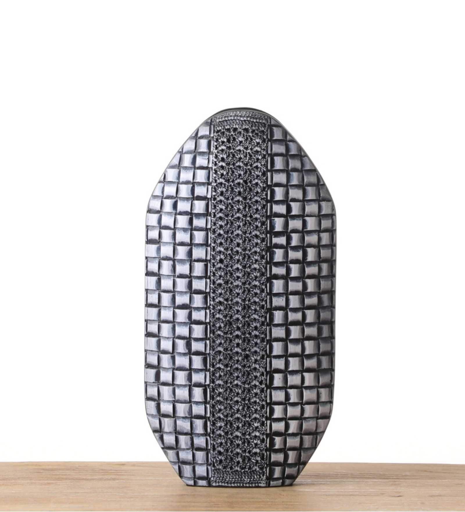 Elara Column Woven Resin Vase (Black) Elara Column Woven Resin Vase (Black)