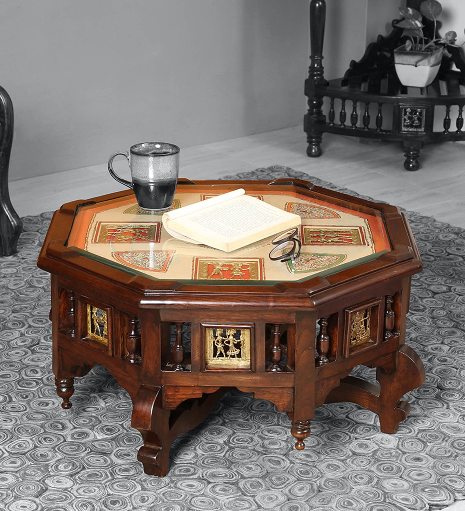 Elba Teak Wood Coffee Table in Walnut Finish Elba Teak Wood Coffee Table in Walnut Finish