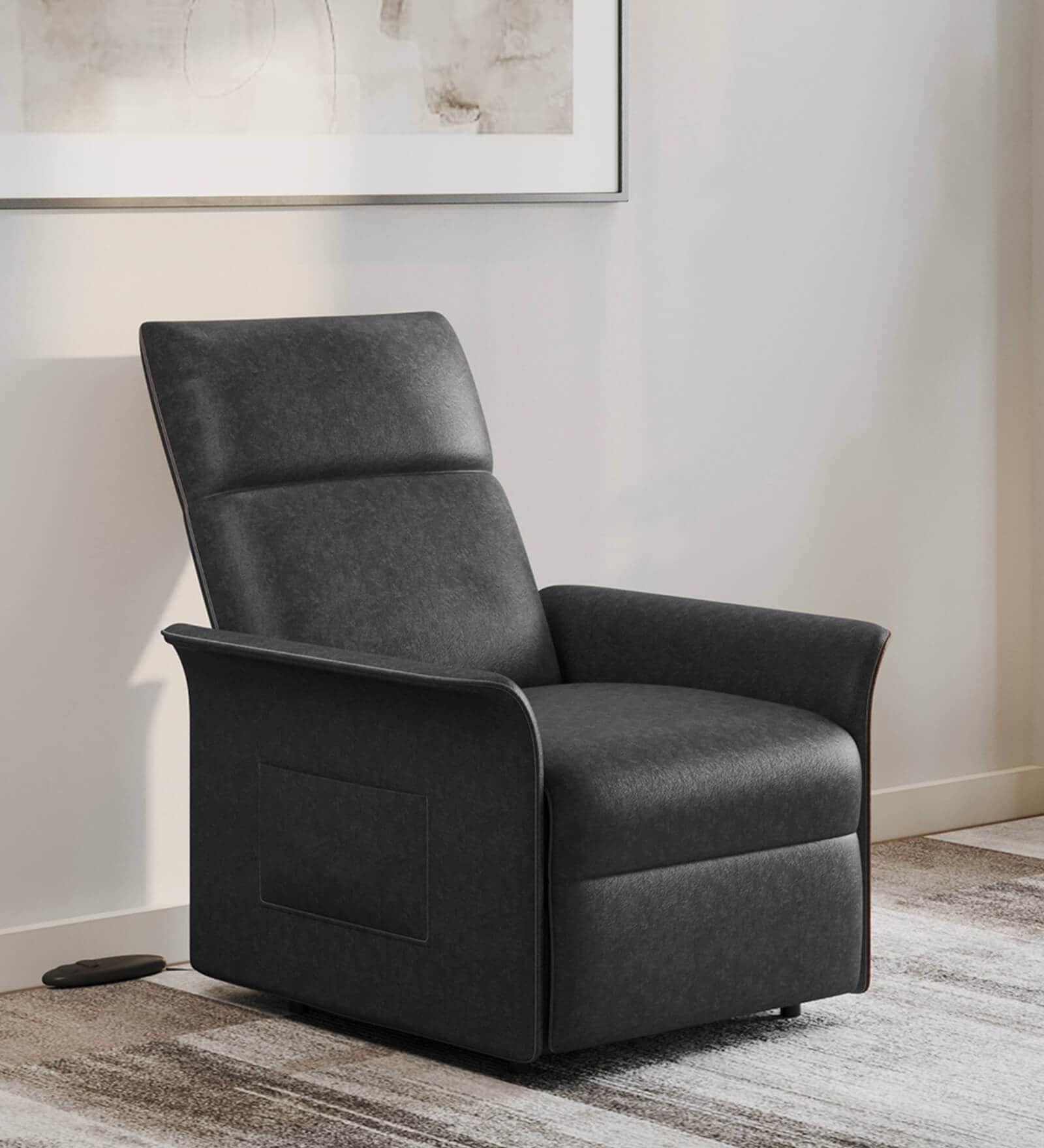 Elbe Leatherette 1 Seater Motorized Recliner In Black Colour Elbe Leatherette 1 Seater Motorized Recliner In Black Colour