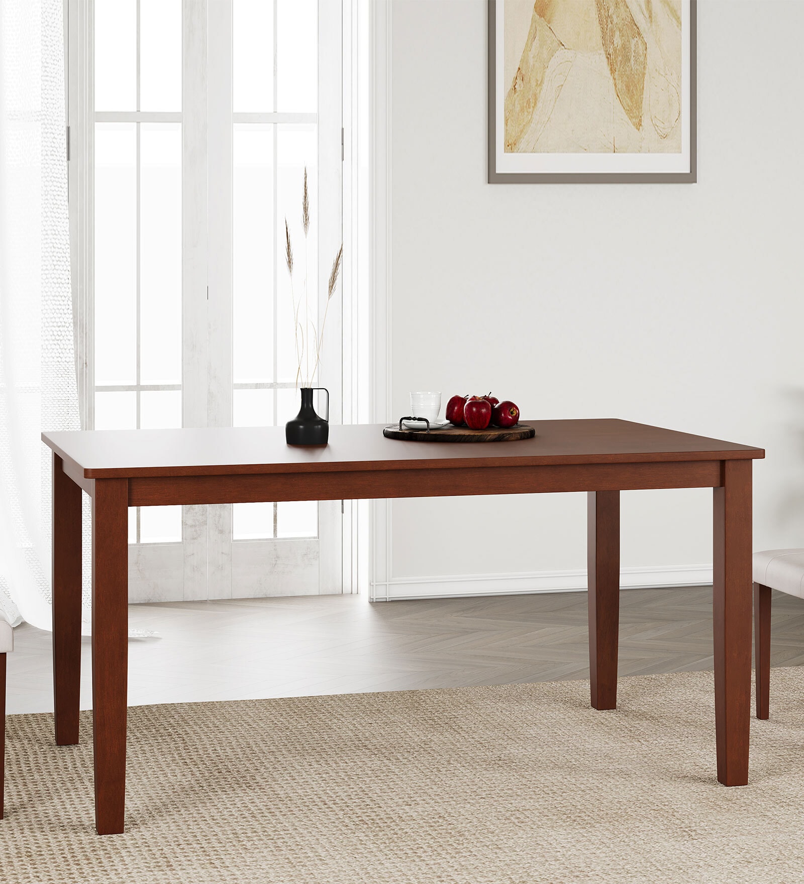 Elderberry Solid Wood 6 Seater Dining Table in Walnut Finish Elderberry Solid Wood 6 Seater Dining Table in Walnut Finish
