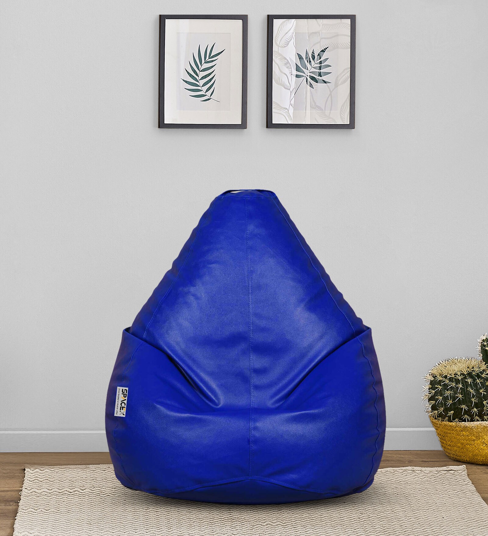 Elega XXXL Leatherette Bean Bag with Beans in Blue Colour Elega XXXL Leatherette Bean Bag with Beans in Blue Colour