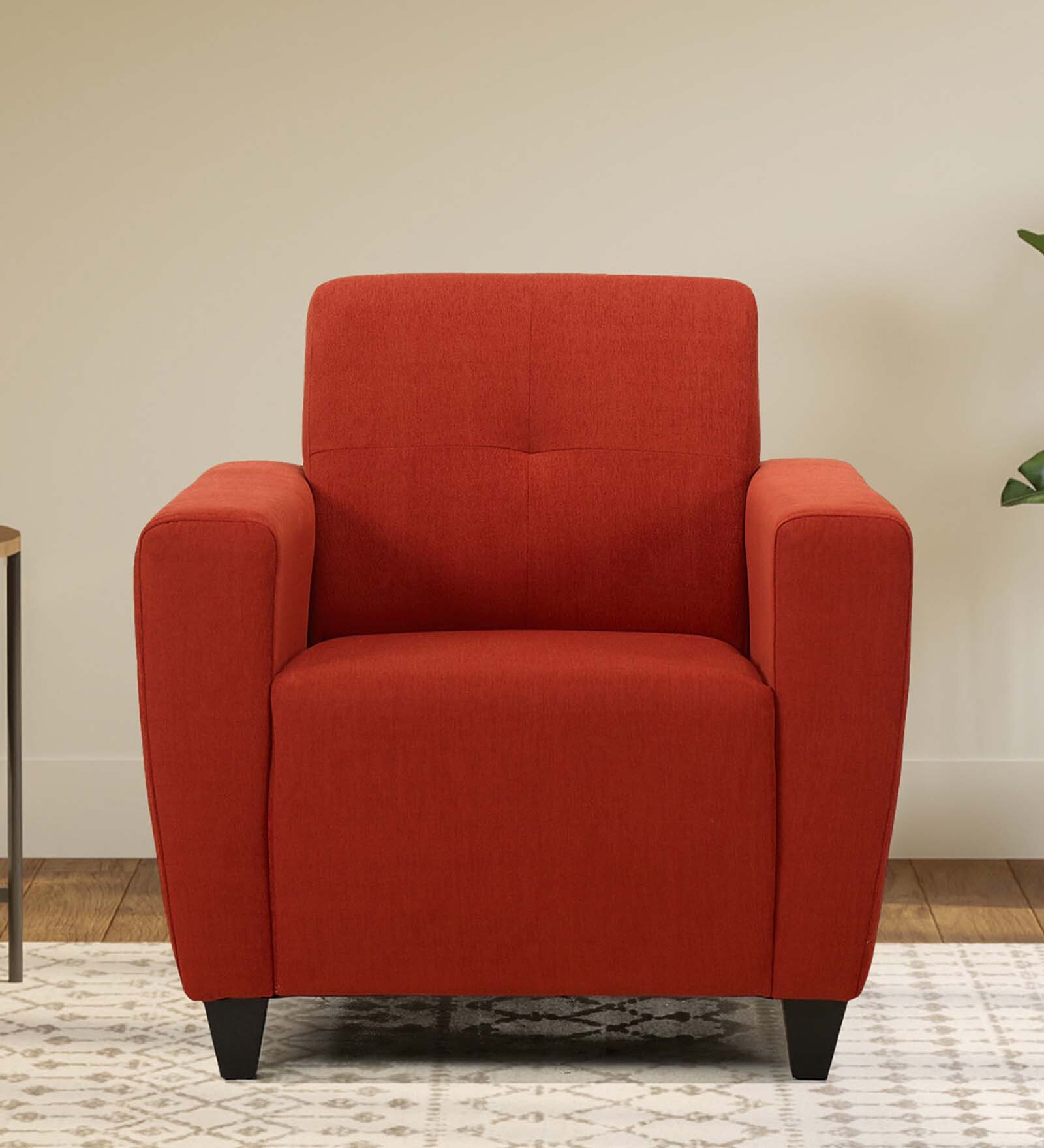 Elegance Fabric 1 Seater Sofa In Rusty Cider Orange Colour