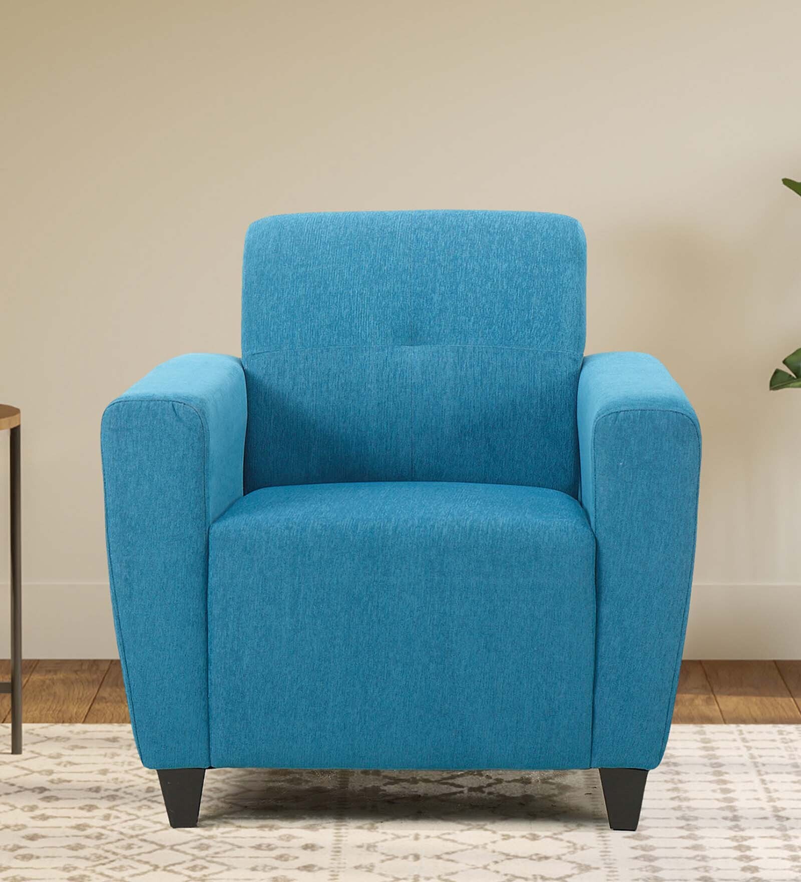 Elegance Fabric 1 Seater Sofa In Scuba Blue Colour