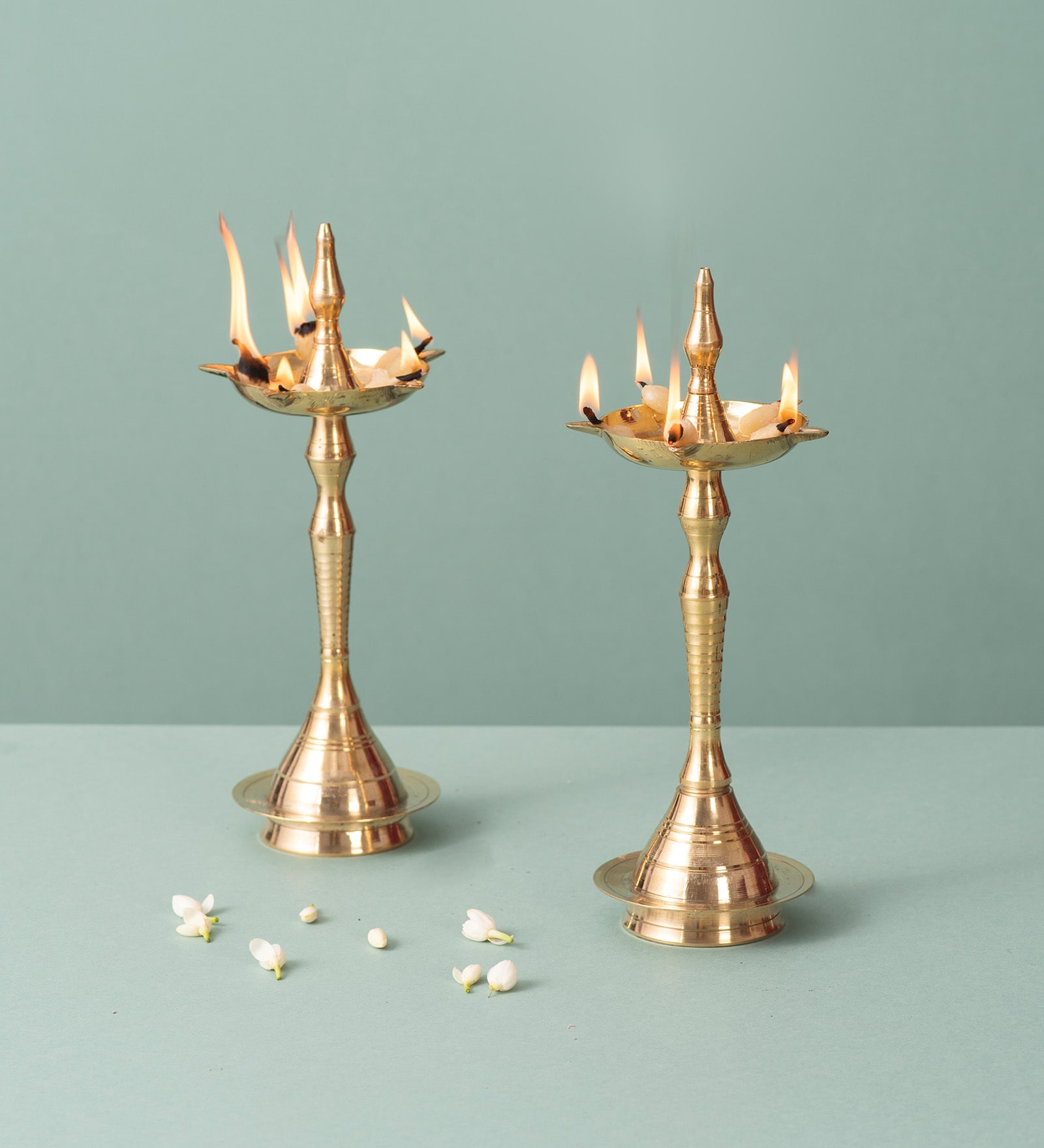 Elegant Brass Candlesticks Diya Stand for D cor Set of 2