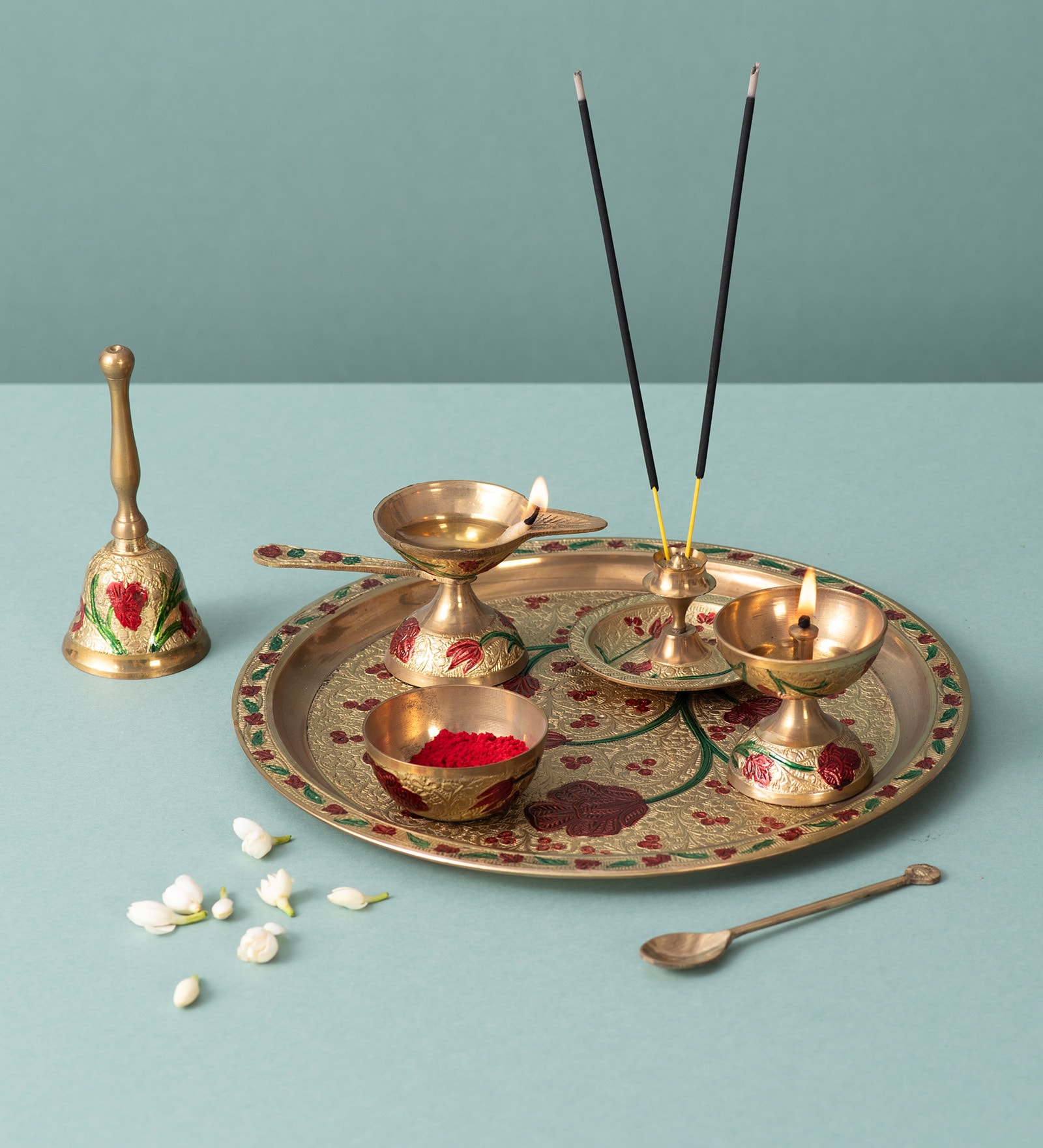 Elegant Brass Pooja Thali Set