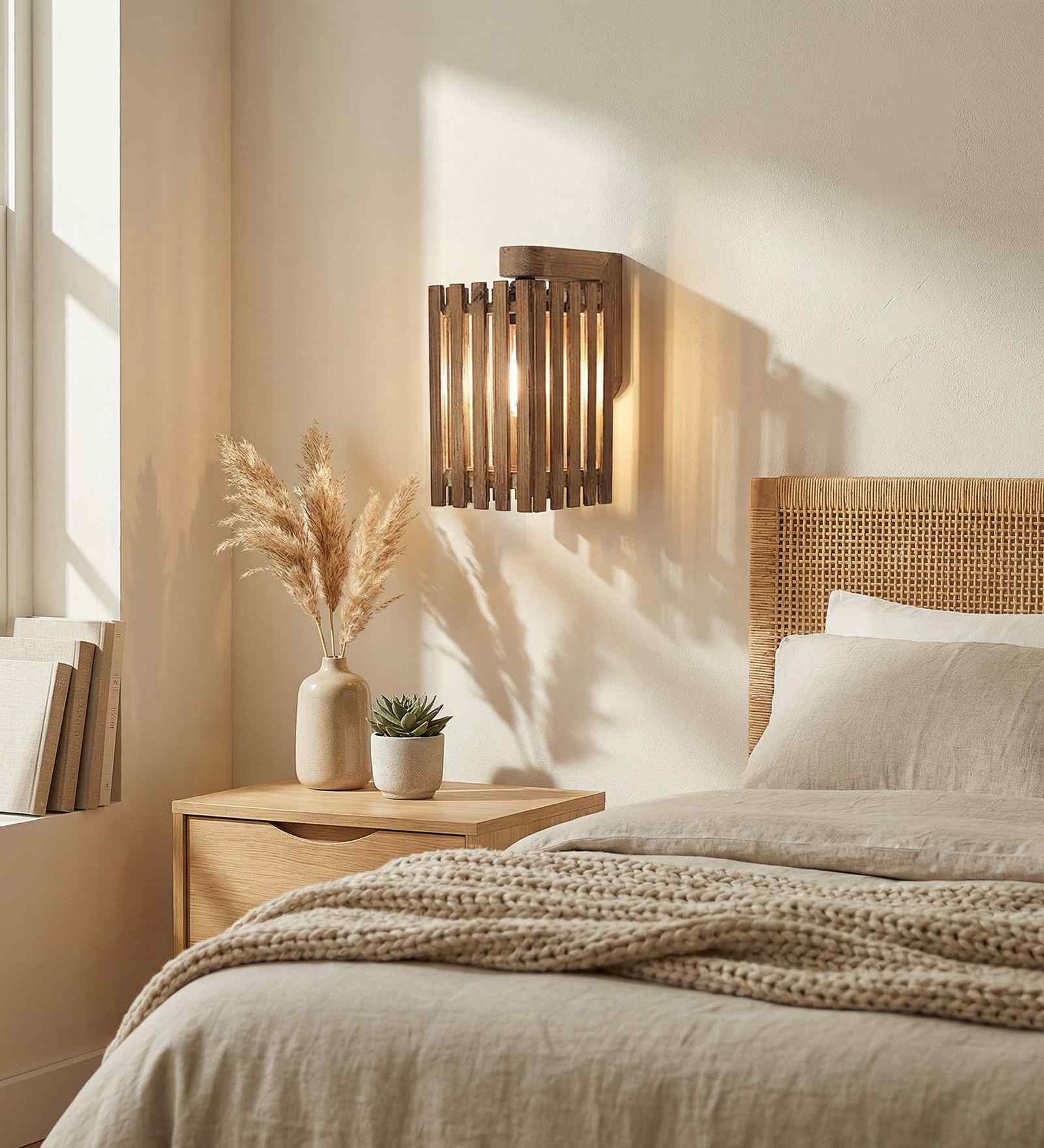 Elegant Brown Solid Wood Wall Sconces