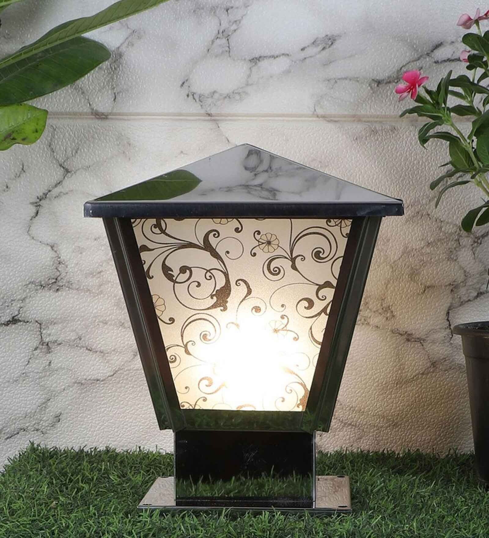 Elegant Chrome Finish Gate Light with Floral Design