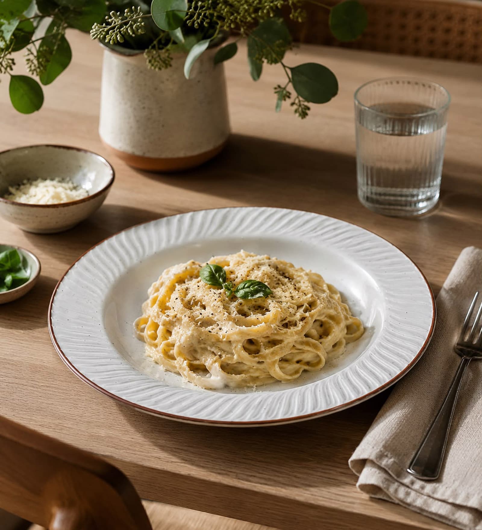 Cream Ceramic Textured Serving Plate