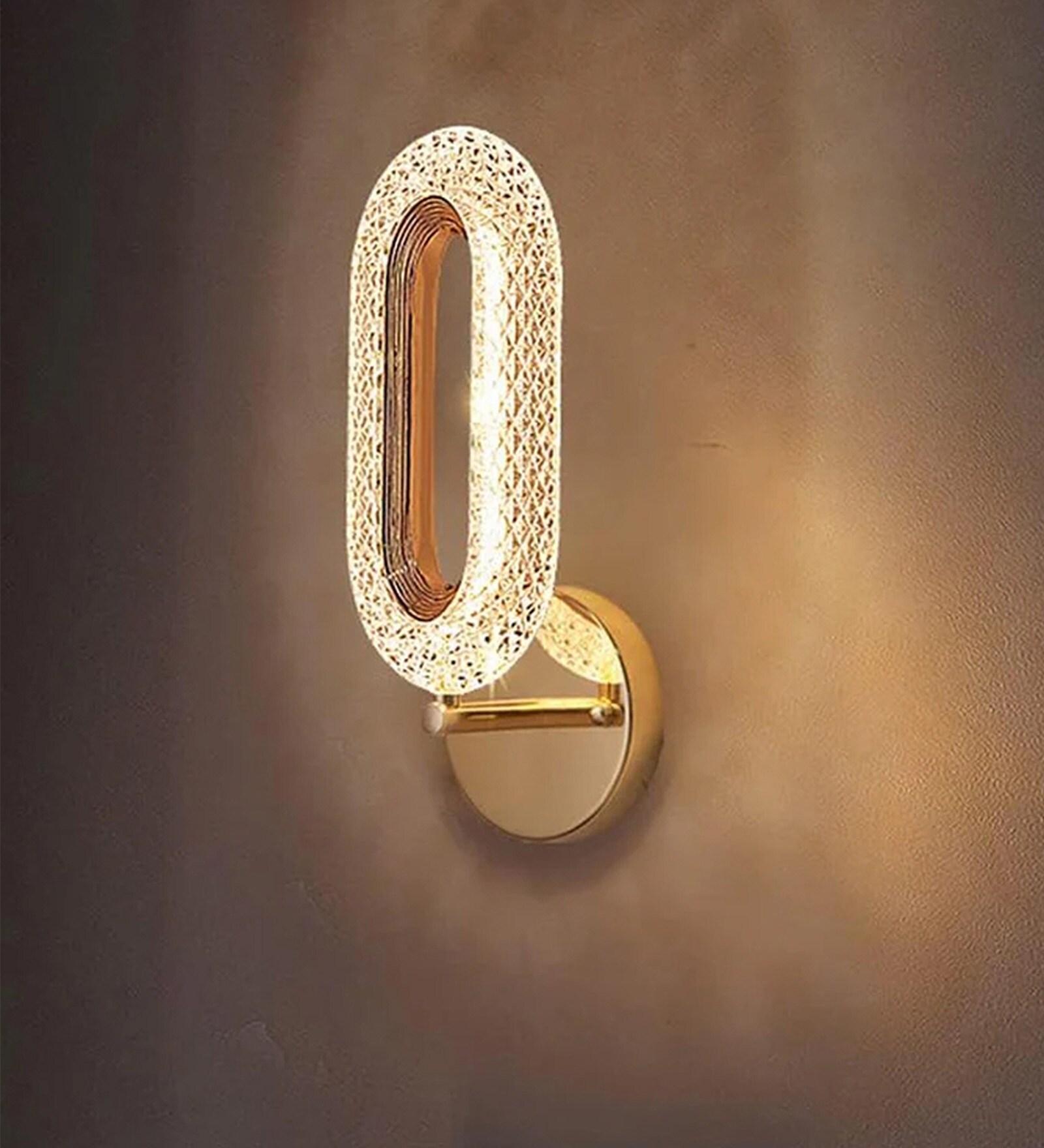 Elegant Crystal LED Wall Sconce Light Gold Finish with Clear Acrylic Shade