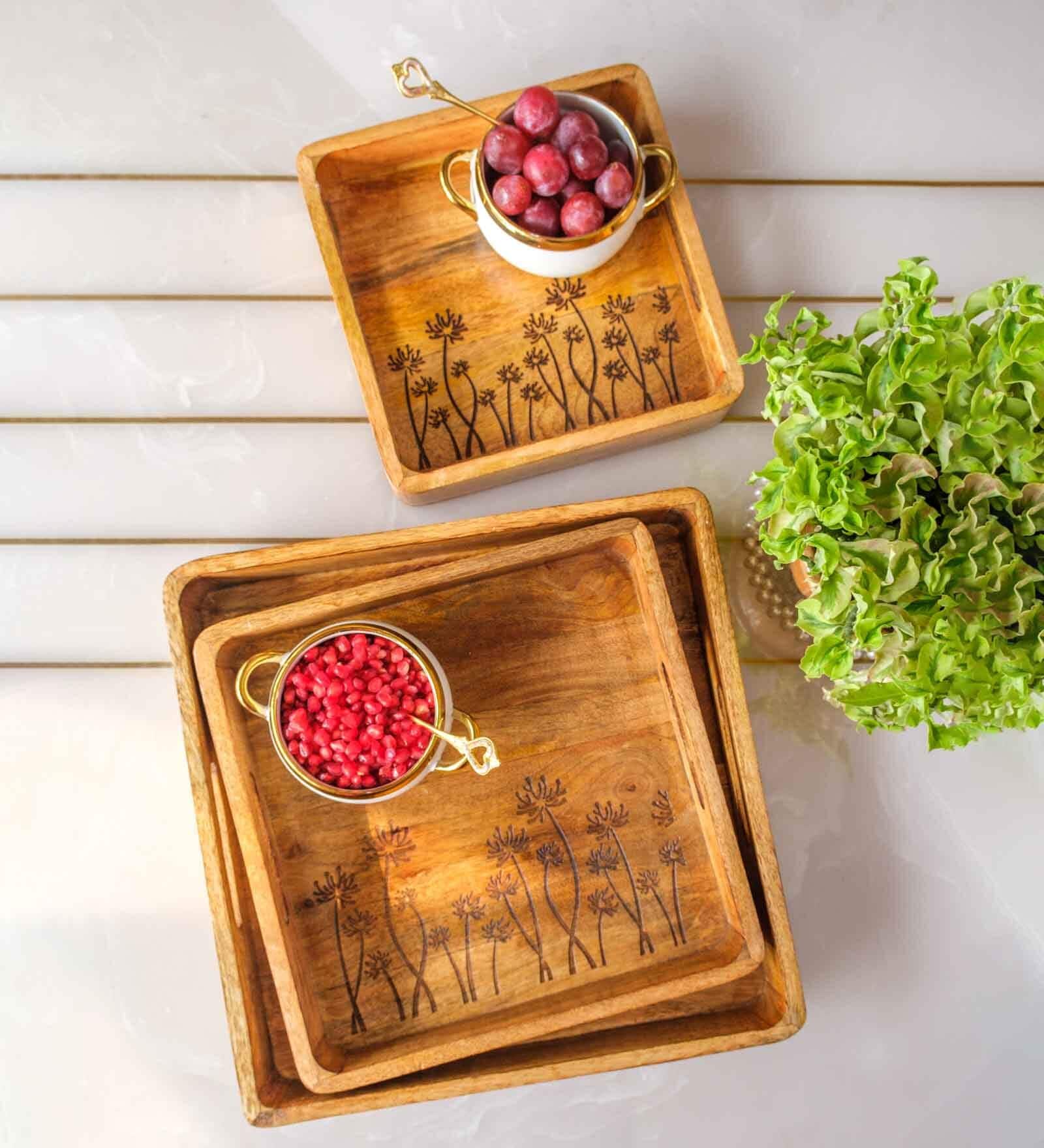 Elegant Engraved Wooden Tray