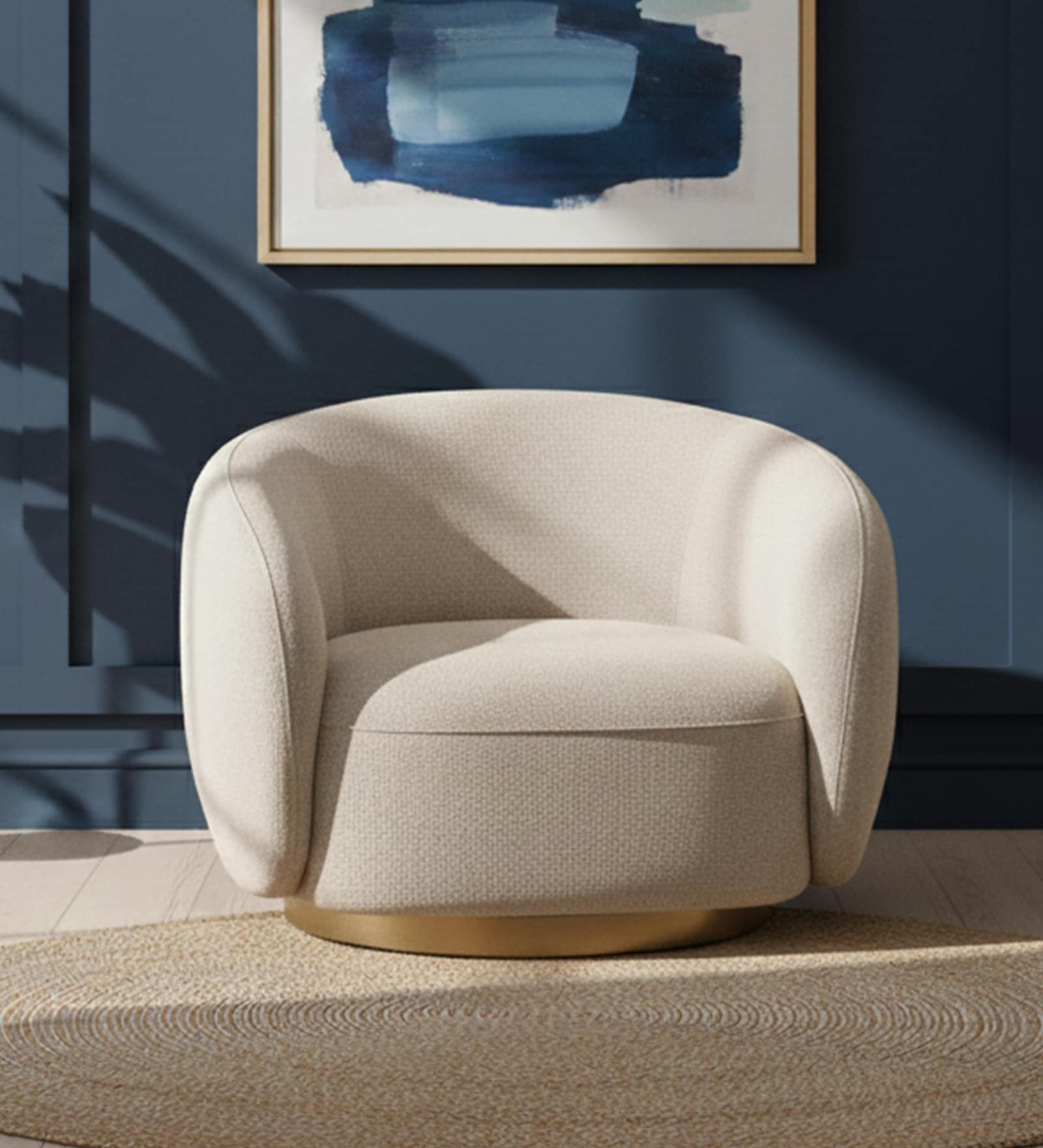 Elegant Ensemble Boucle 1 Seater Sofa In Beige Colour