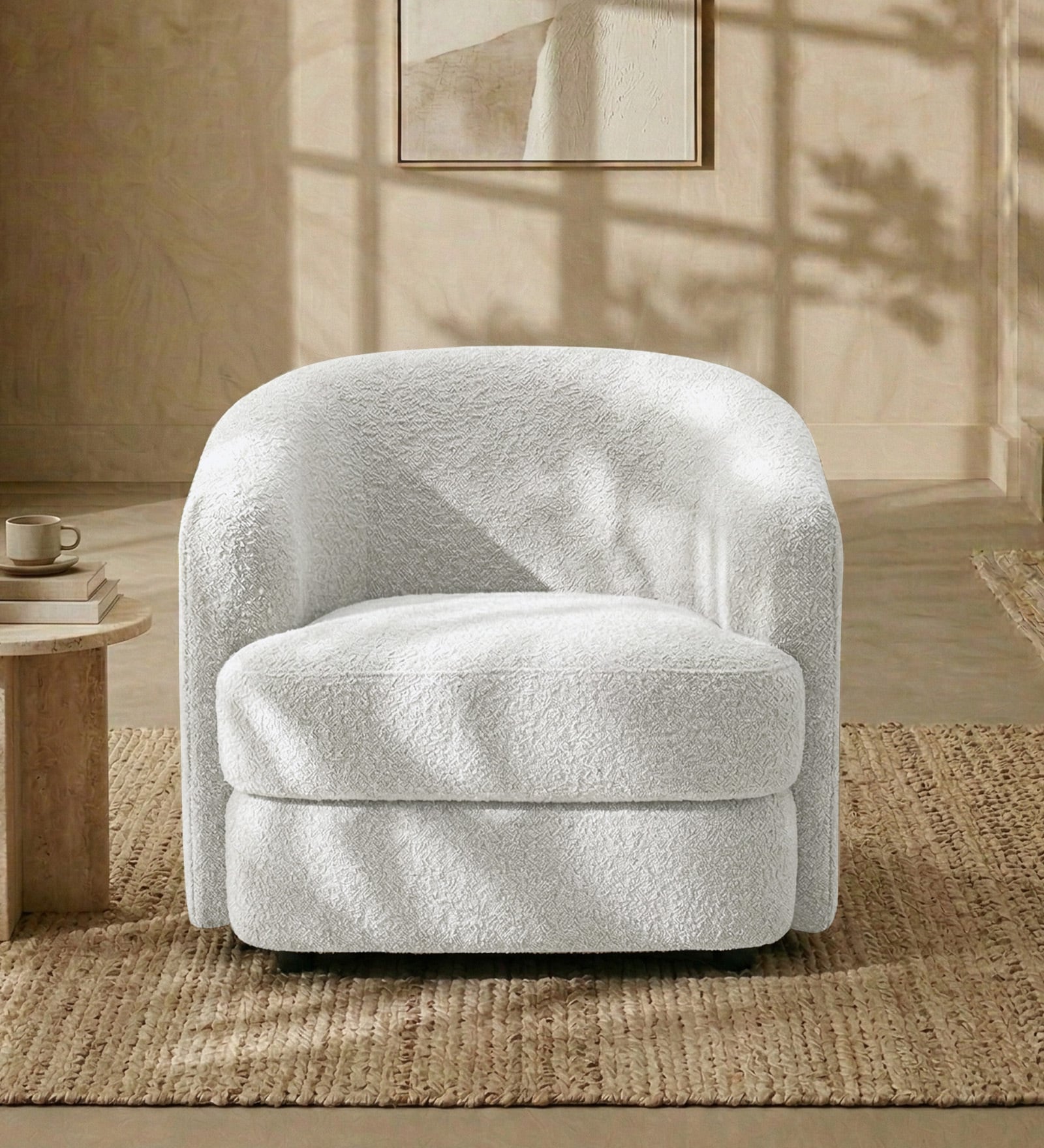 Elegant Ensemble Boucle 1 Seater Sofa In Grey Colour