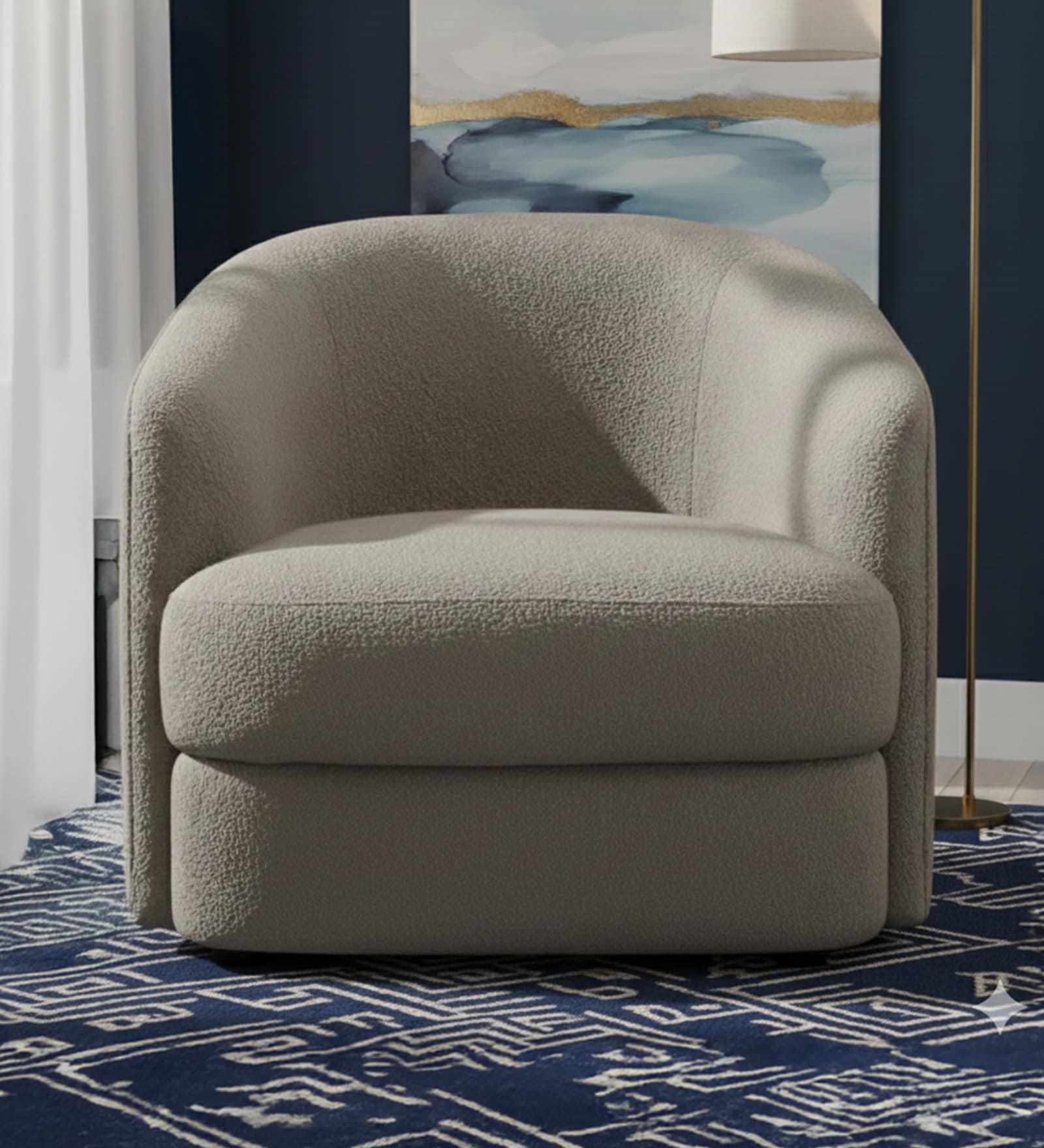 Elegant Ensemble Boucle 1 Seater Sofa In Grey Colour