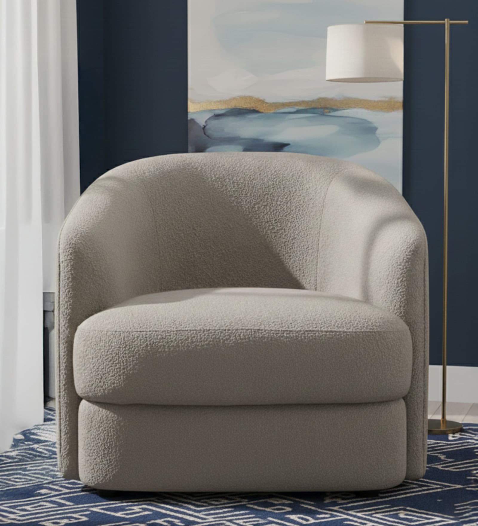 Elegant Ensemble Boucle 1 Seater Sofa In Mouse Grey Colour