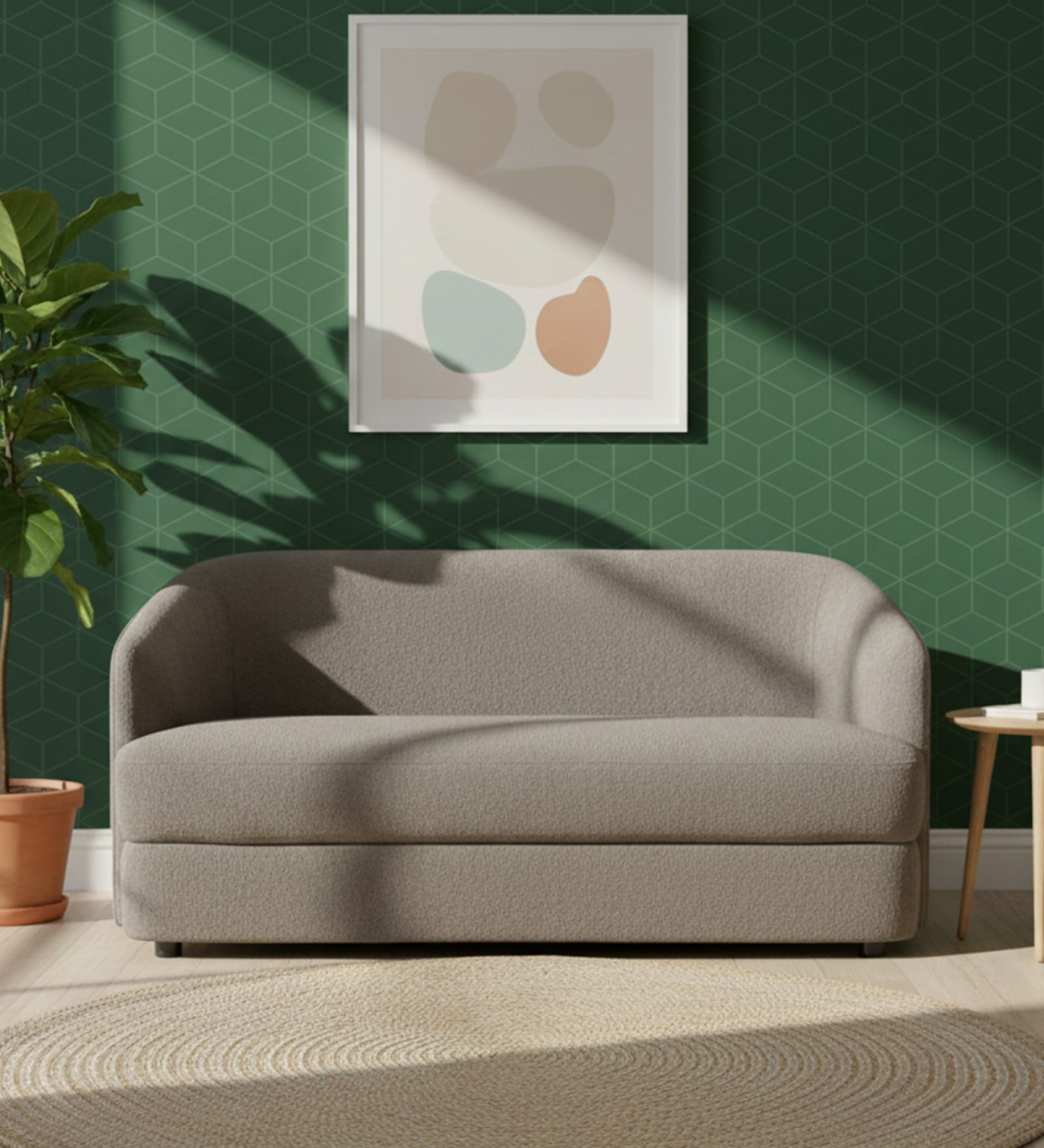 Elegant Ensemble Boucle 2 Seater Sofa In Grey Colour Elegant Ensemble Boucle 2 Seater Sofa In Grey Colour