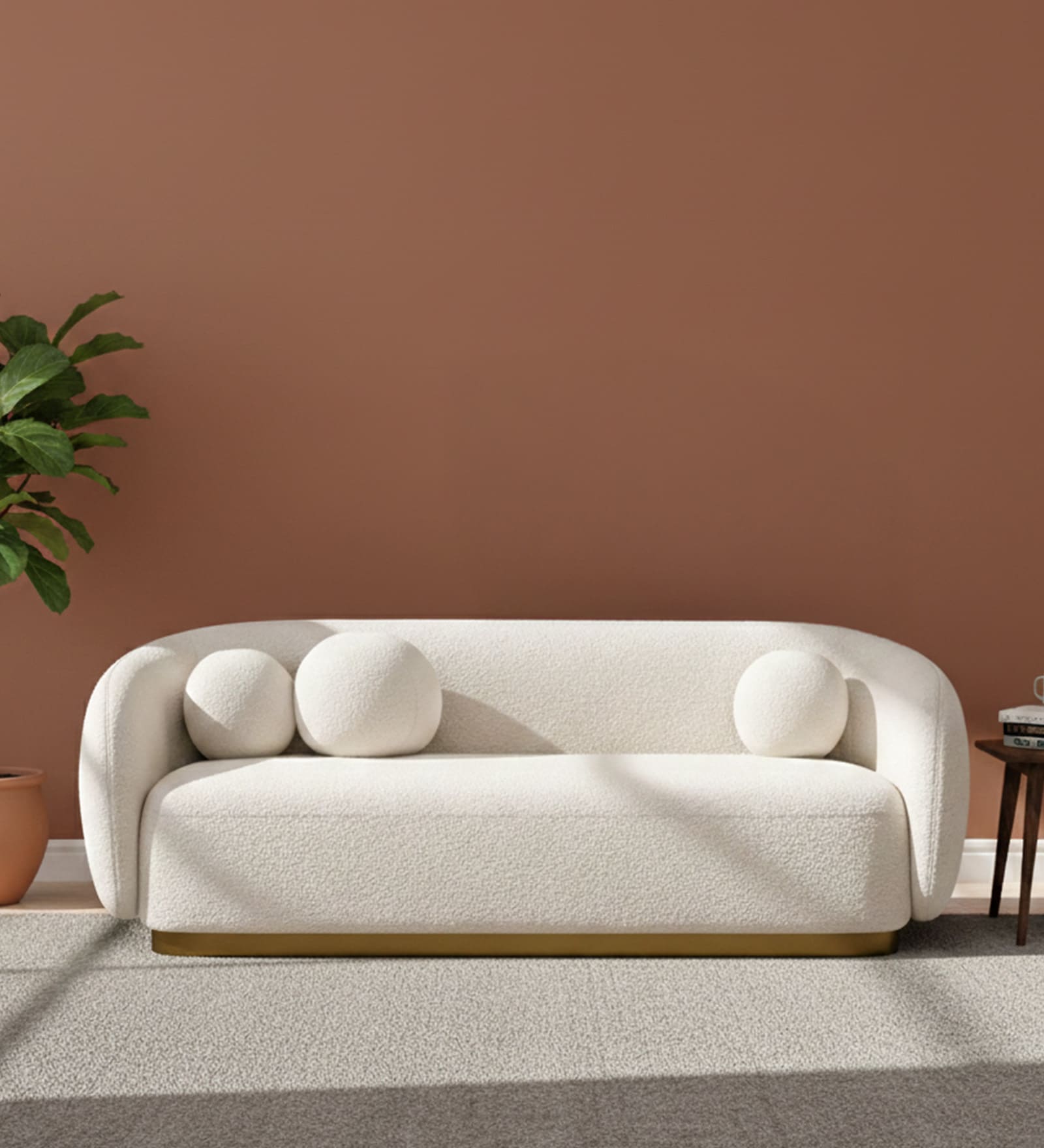 Elegant Ensemble Boucle 3 Seater In White Colour Elegant Ensemble Boucle 3 Seater In White Colour