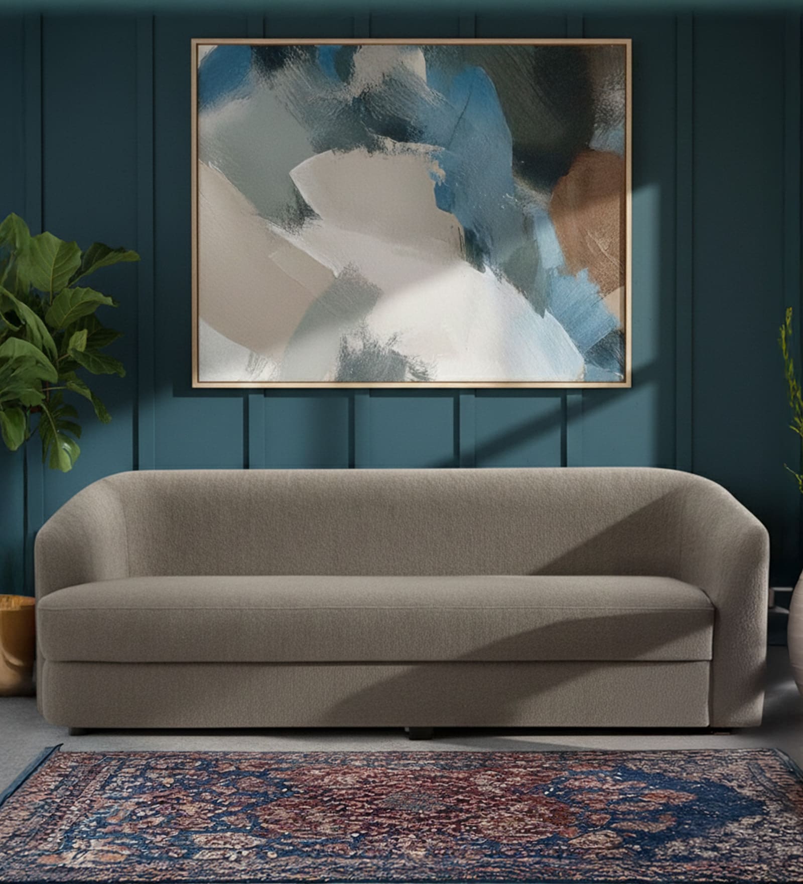 Elegant Ensemble Boucle 3 Seater Sofa In Grey Colour