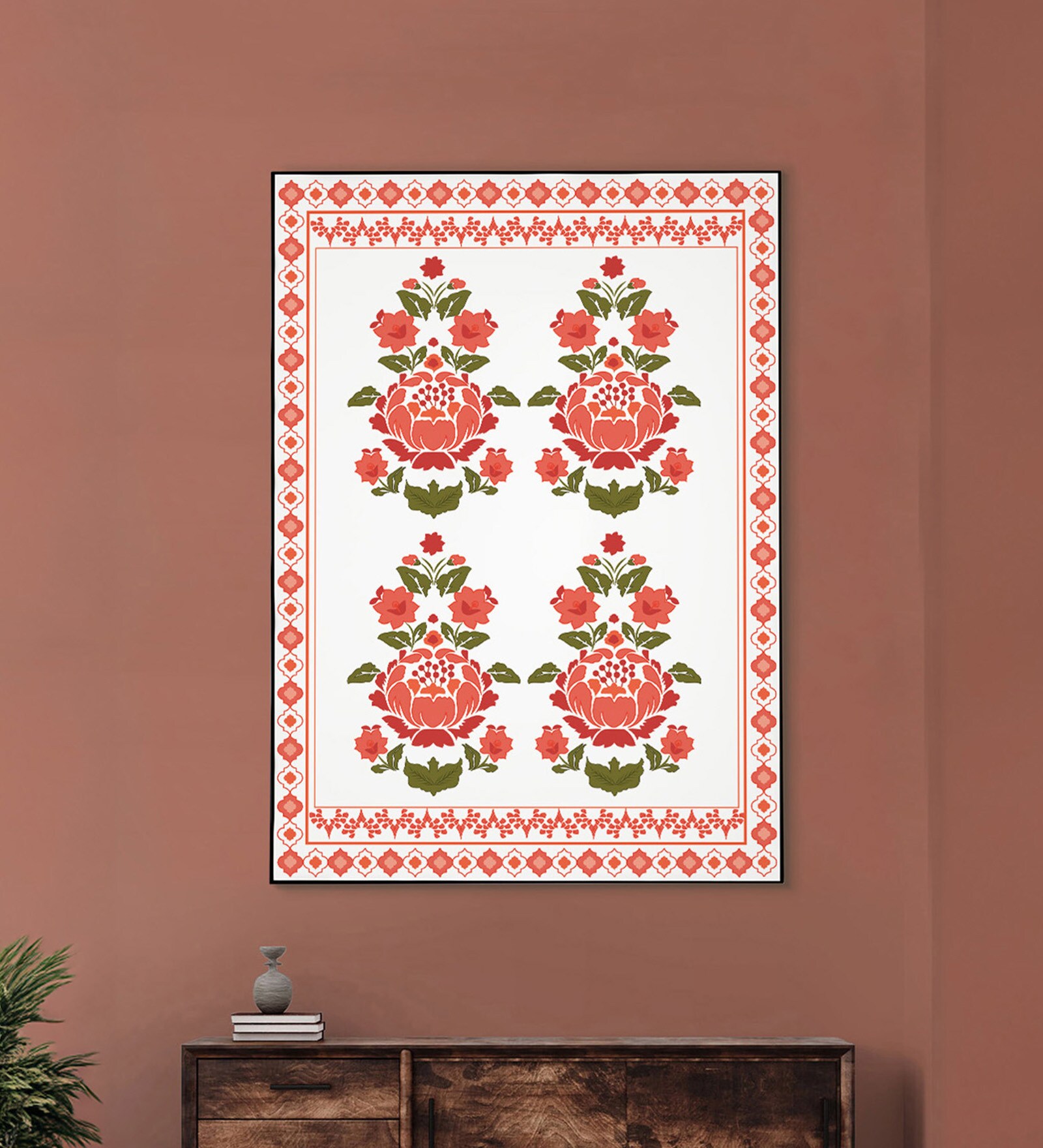 Elegant Floral Framed  Canvas  Wall Art Print