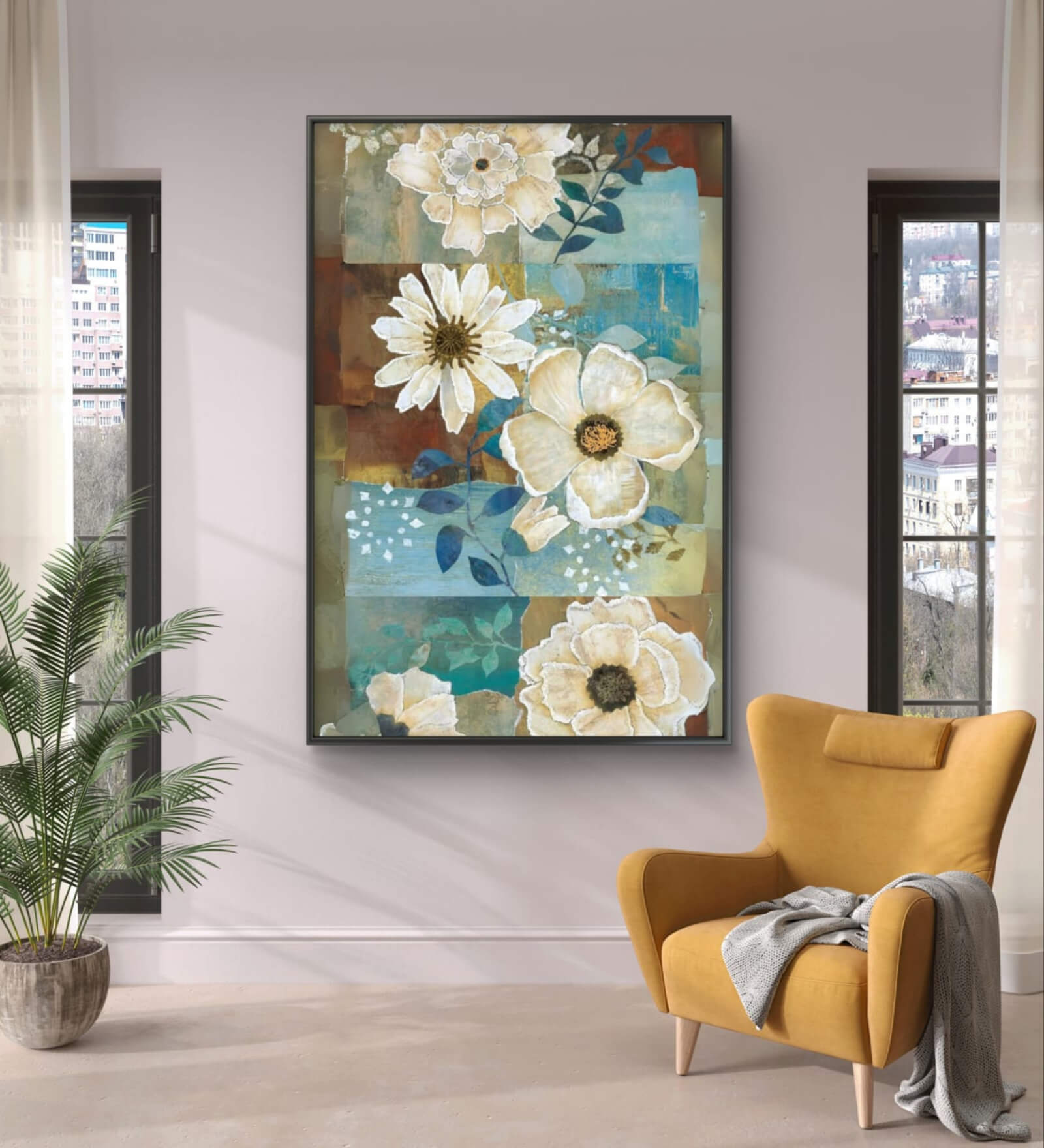 Elegant Florals 20inx16in Gallery Wrap Canvas Painting