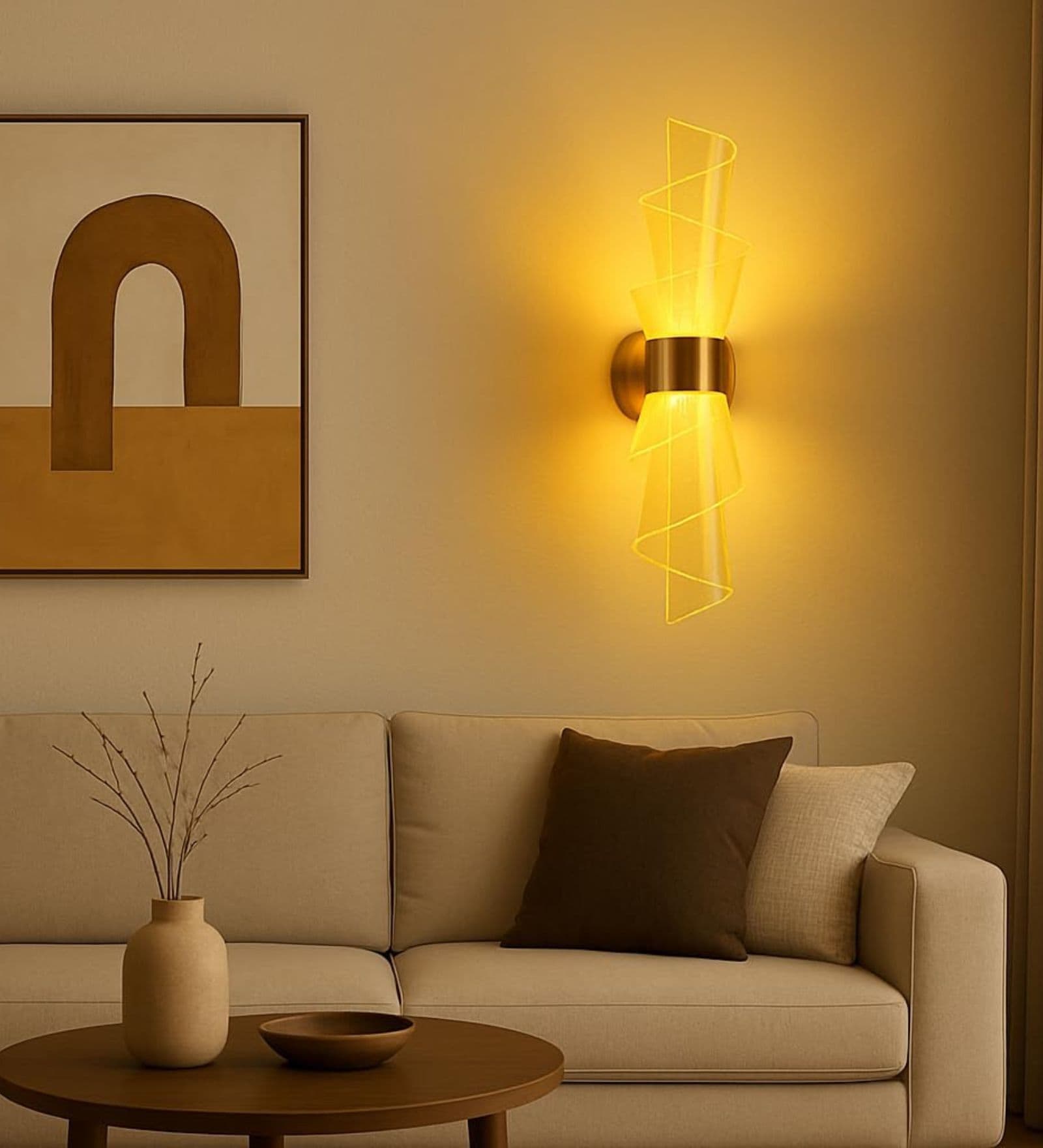 Elegant Golden Spiral Wall Light