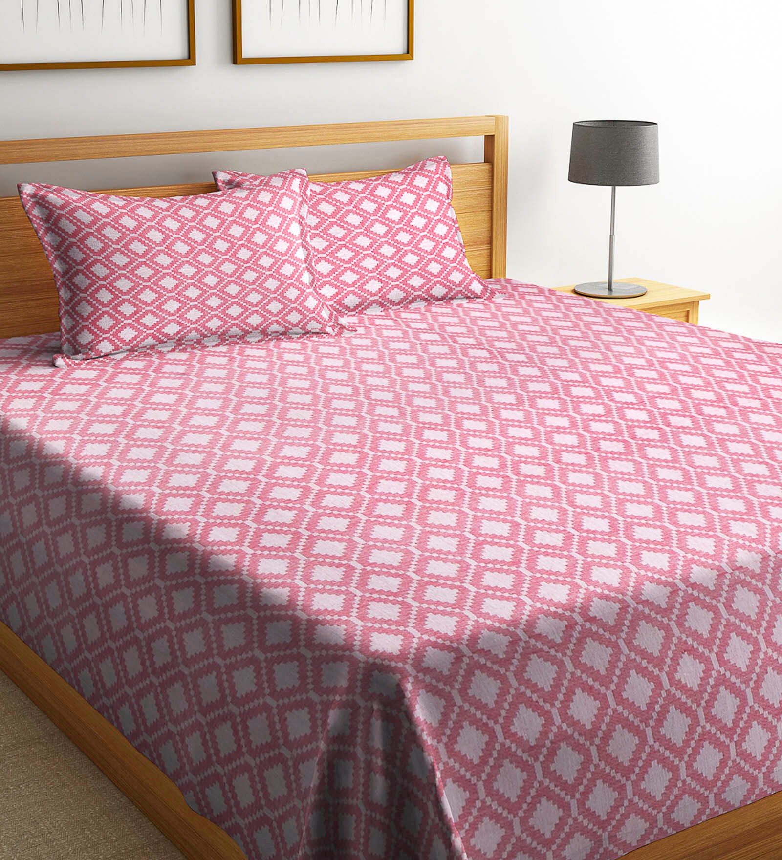 Buy Cotton 240 TC Double Bed Cover with 2 Pillow Covers by Neudis at 25