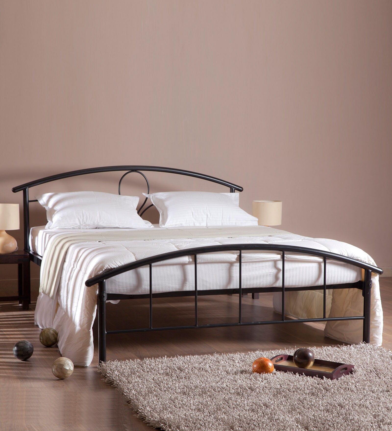Buy Elegant Metal Queen Size Bed in Black Finish by Hometown Online