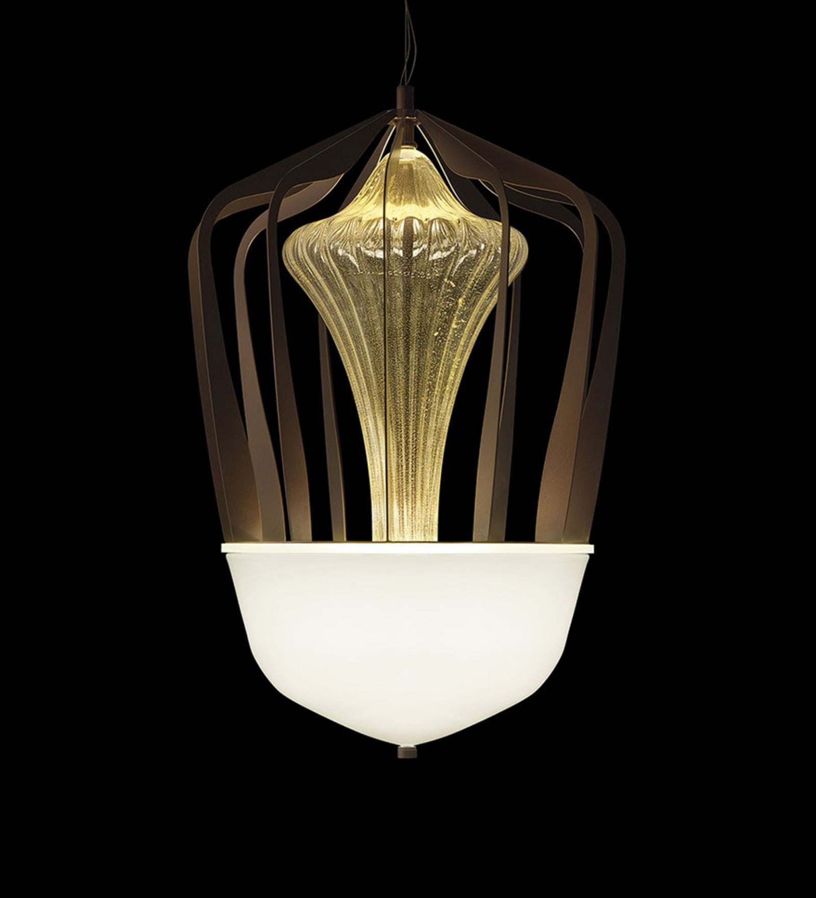 Elegant Modern Pendant Light with Artistic Glass and Metal Frame