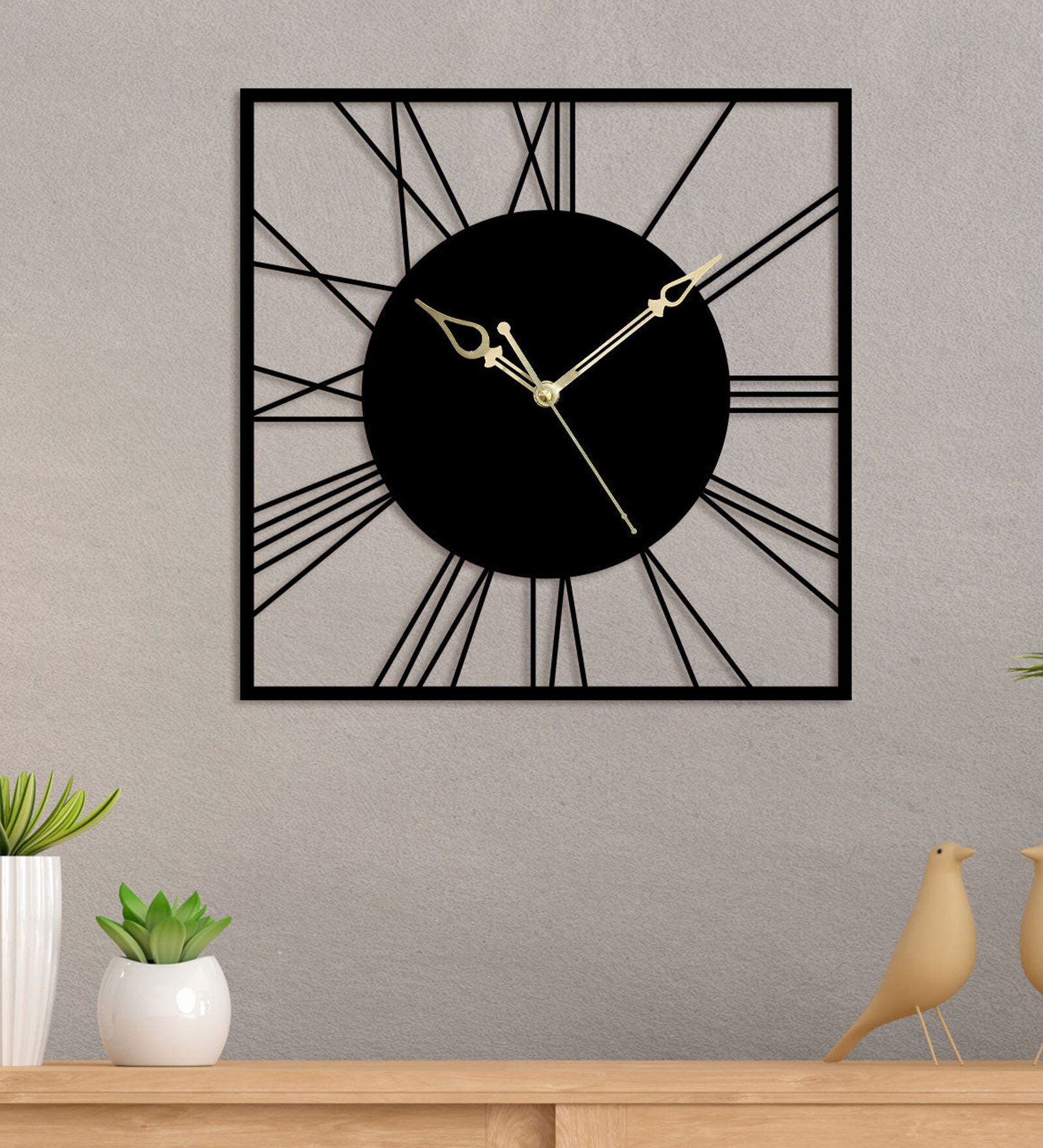Black Iron Elegant Roman Modern Wall Clock