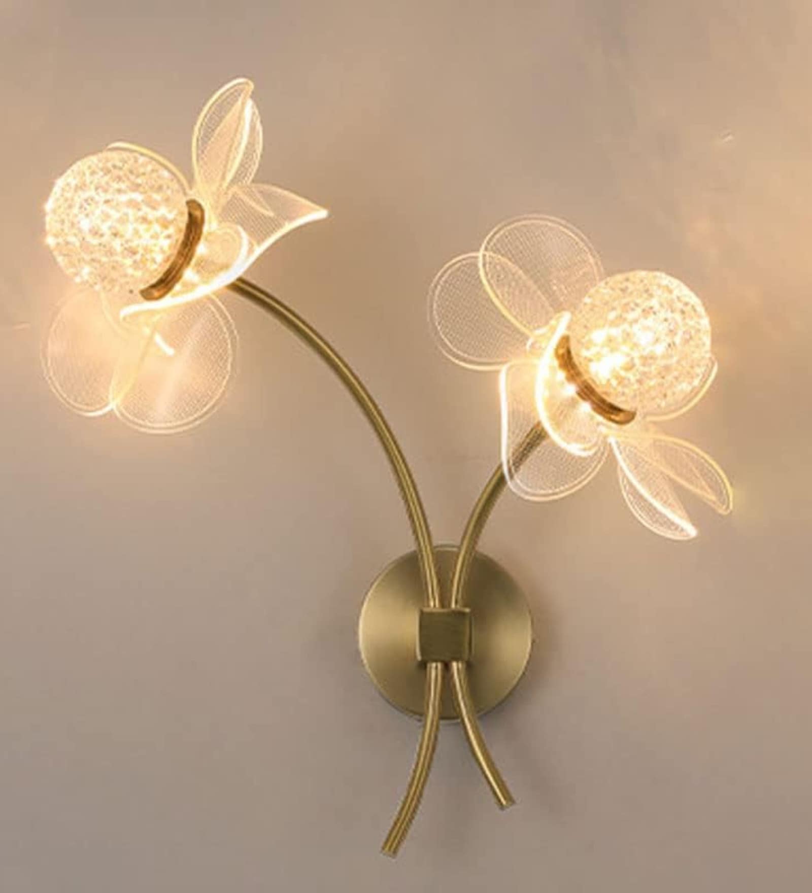 Elegant Twin Floral Wall Light with Crystal Globe