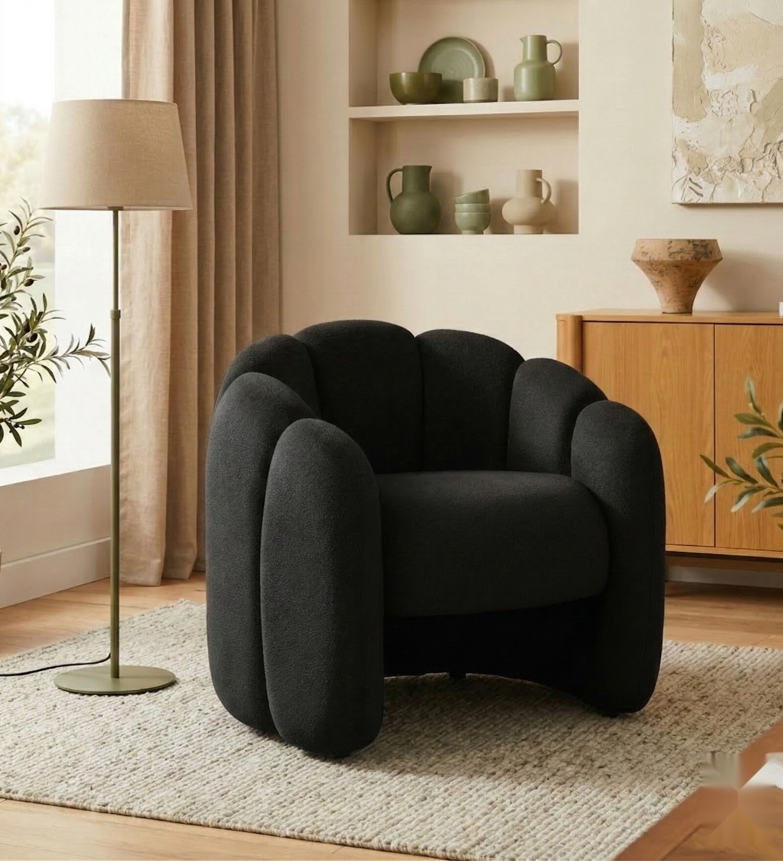 Elegant Wingback Ergonomic Chair In Black Color