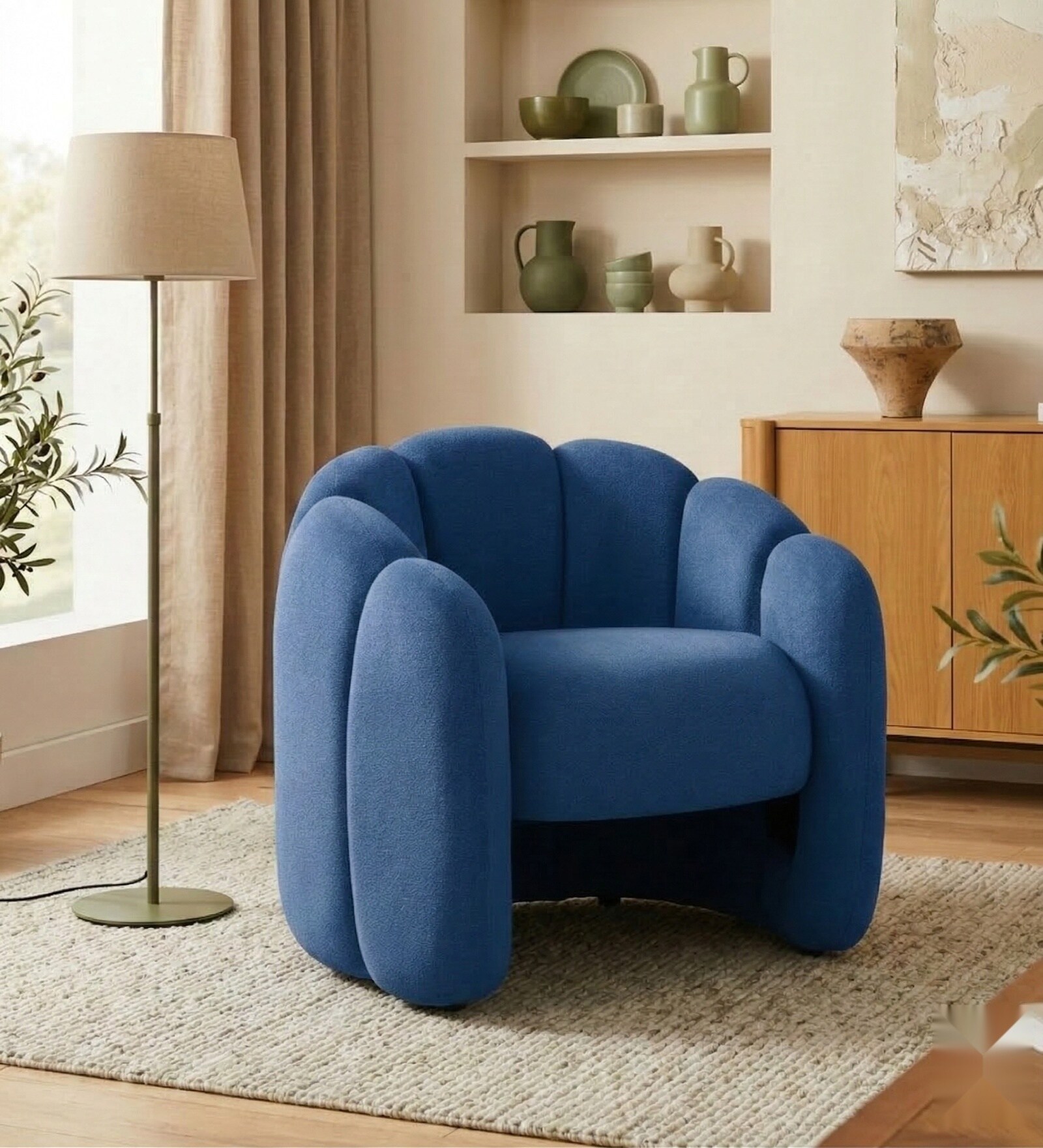 Elegant Wingback Ergonomic Chair In Blue Color