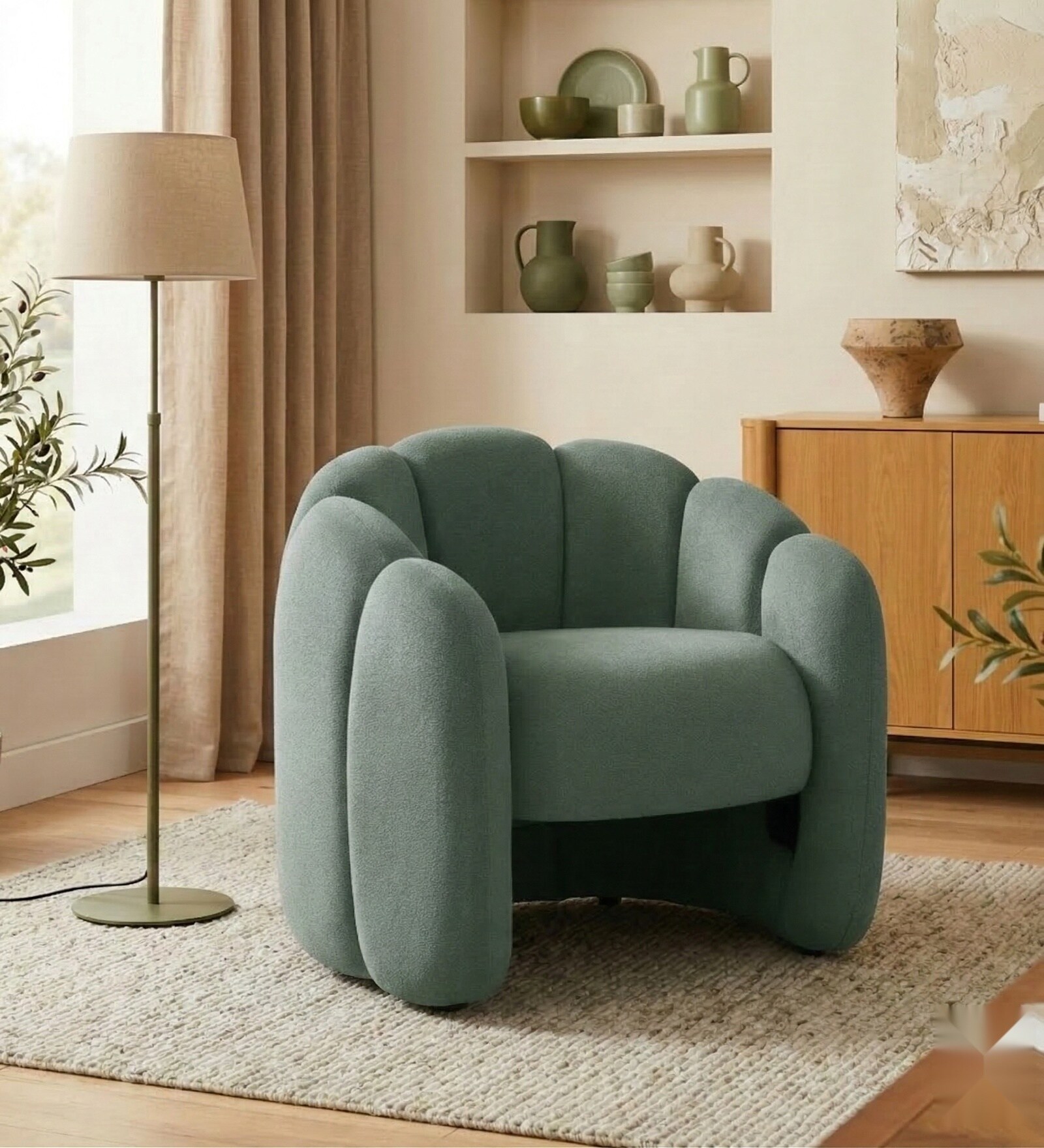 Elegant Wingback Ergonomic Chair In Frosty Green Color
