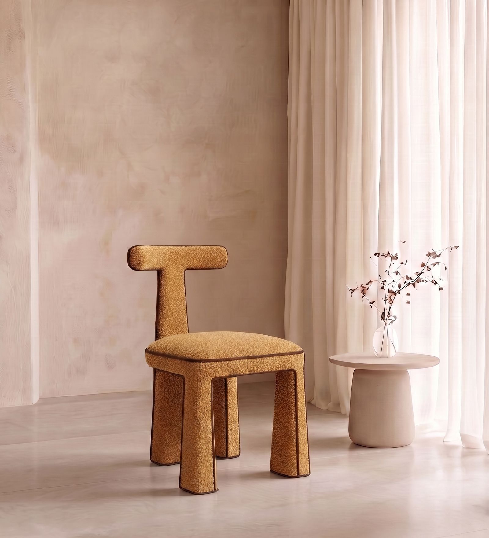 Eleion Minimal Dining Chair In Orange Colour