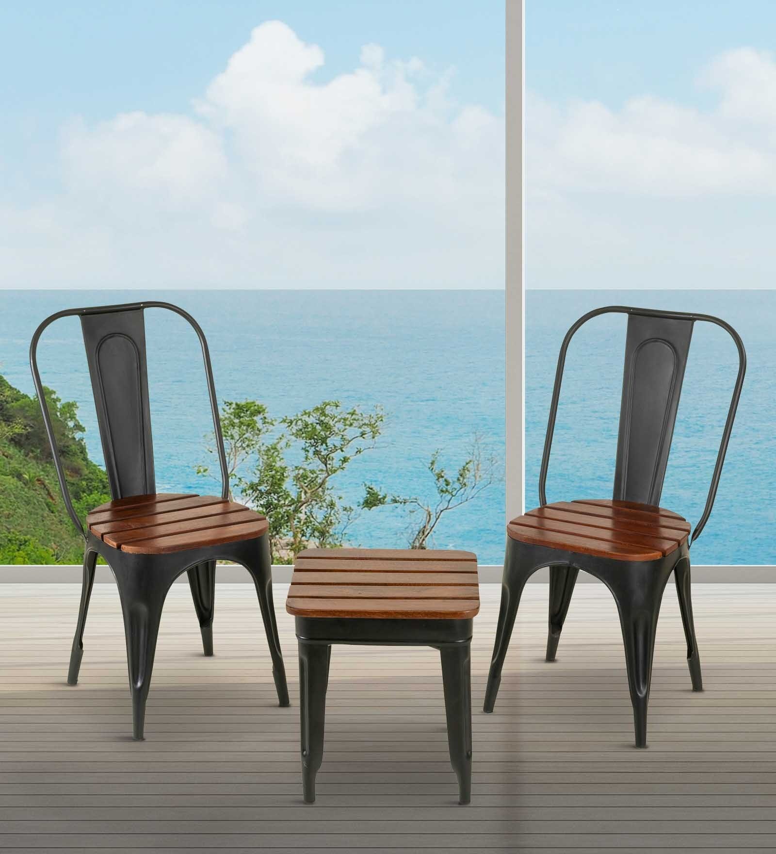 Buy Element Metal Patio Table & Chair in Matte Black Colour Set of 2 at