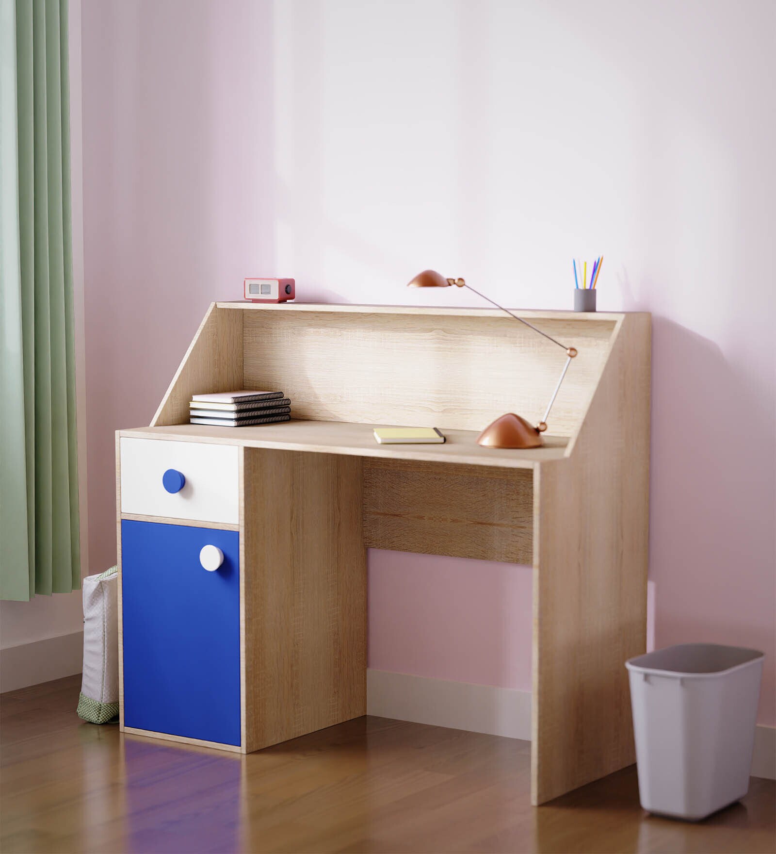 Elementary Kids Study Table in Oak Finish