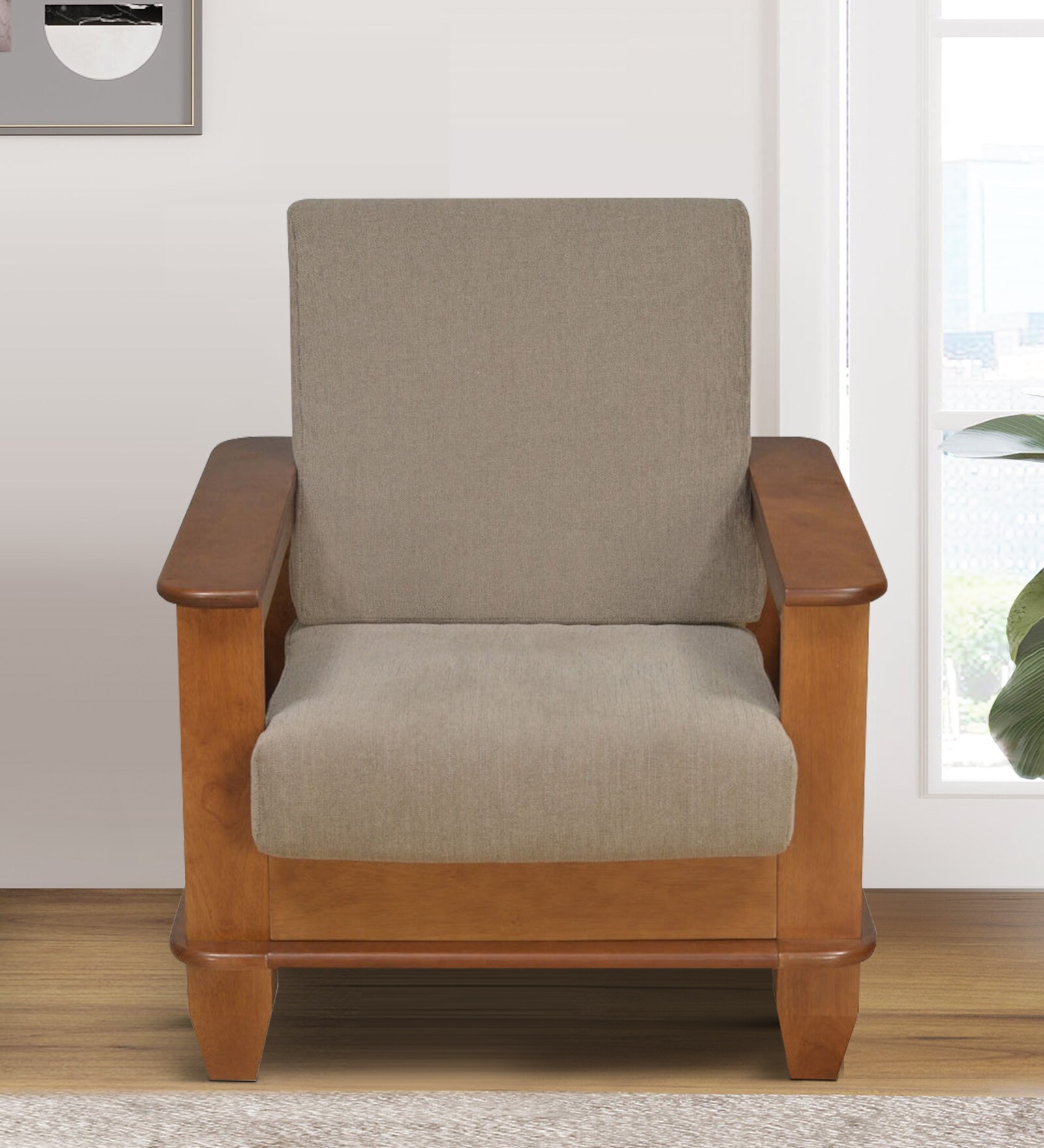 Elena Solid Wood  1 Seater Sofa in New Wenge Colour