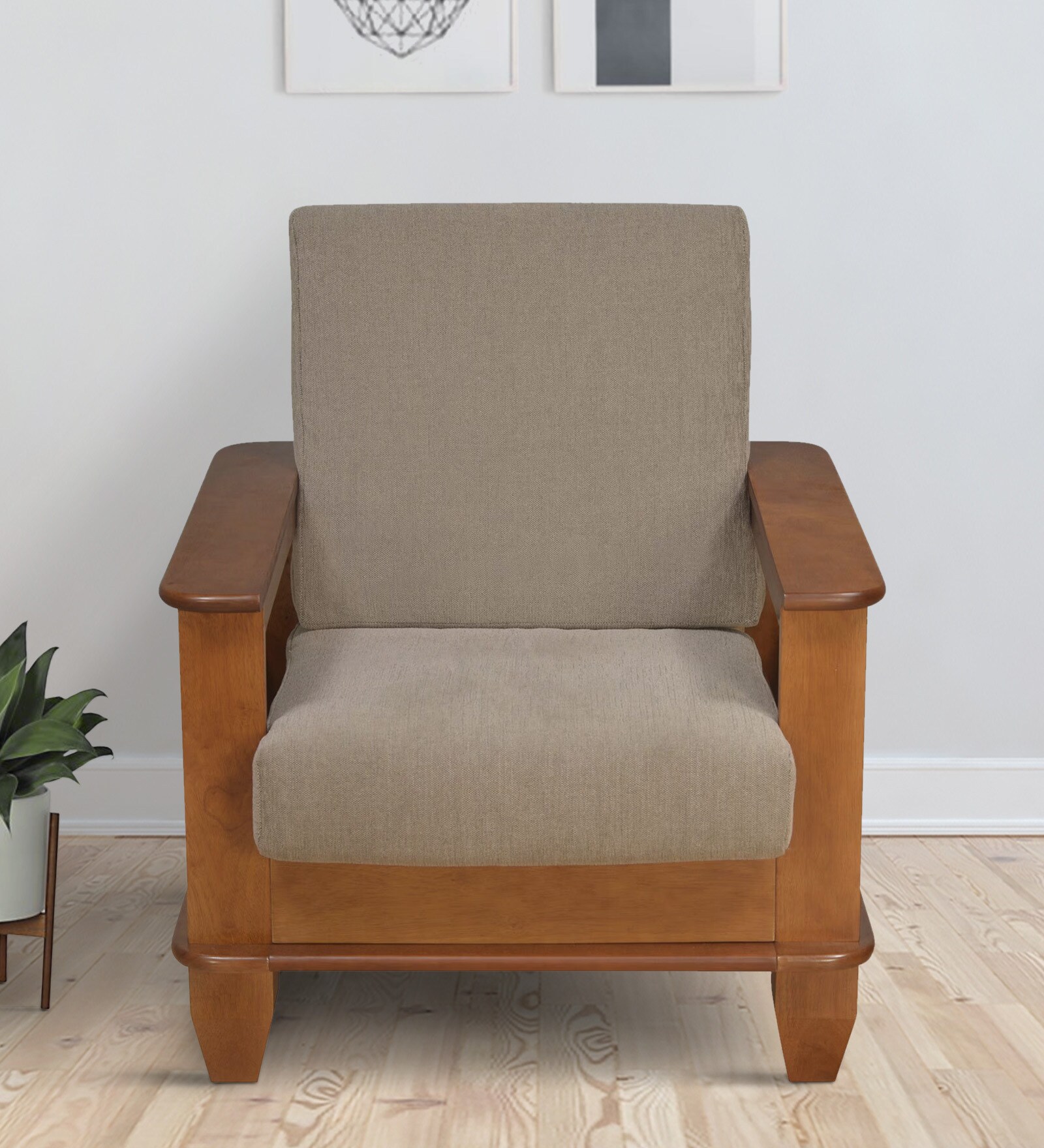 Elena Fabric 1 Seater Sofa In Wenge Colour